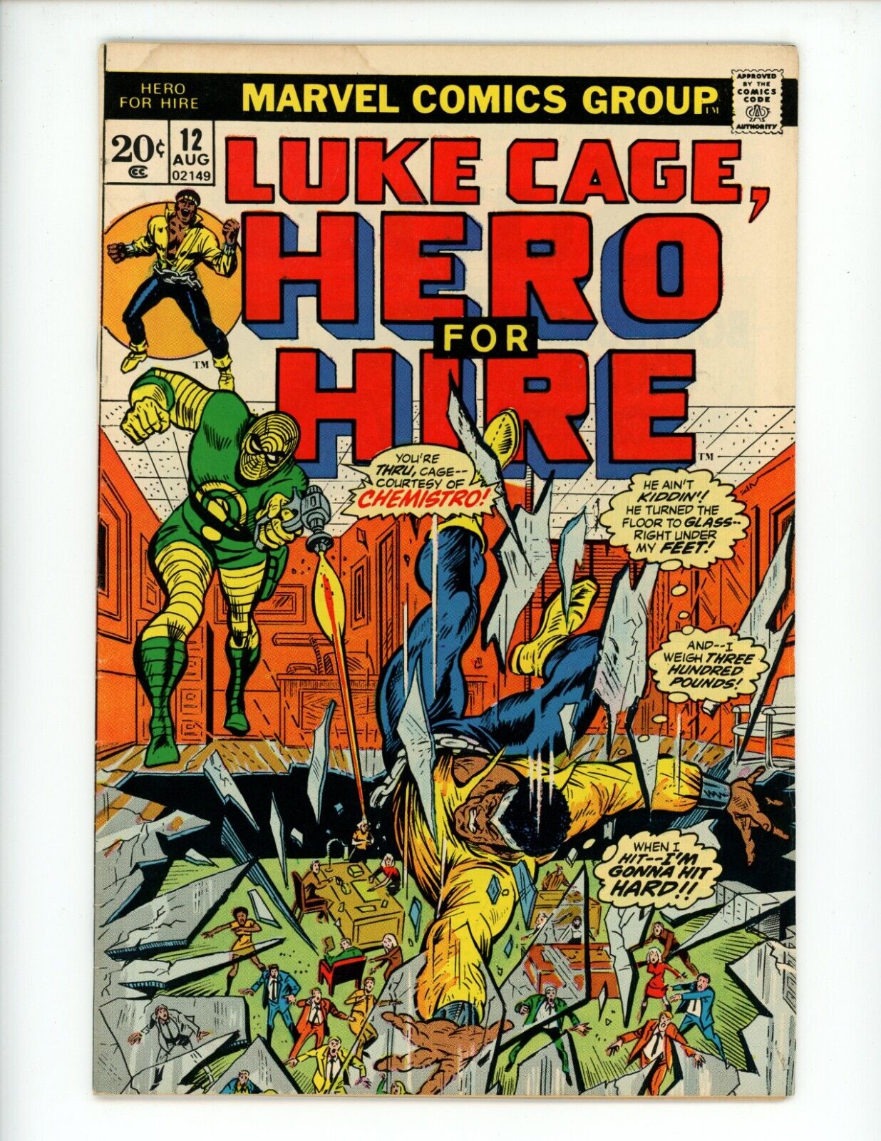 Hero for Hire #12 Comic Book 1973 FN Marvel Chemistro Powerman Luke Cage