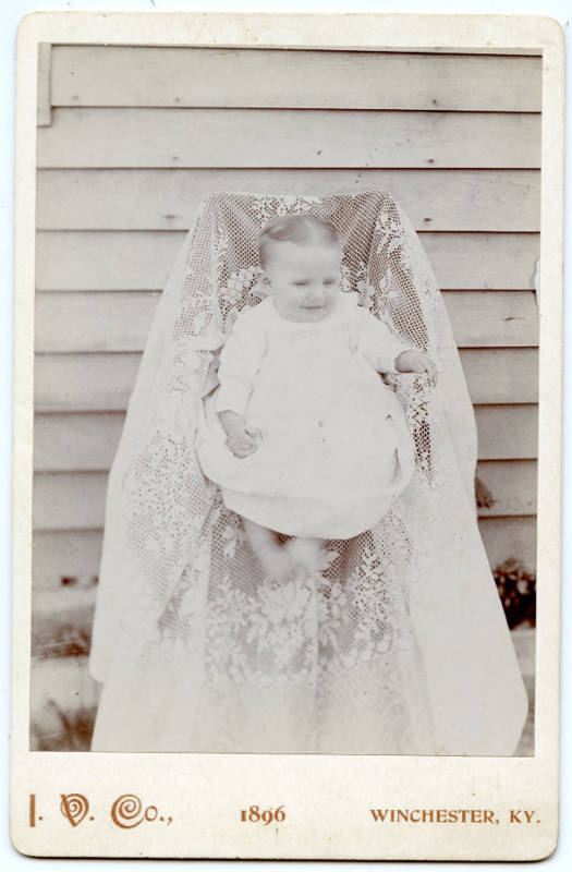 Cabinet Photo-Cute Barefoot Baby-Winchester Kentucky-Photographer-I. C. Co.-1896