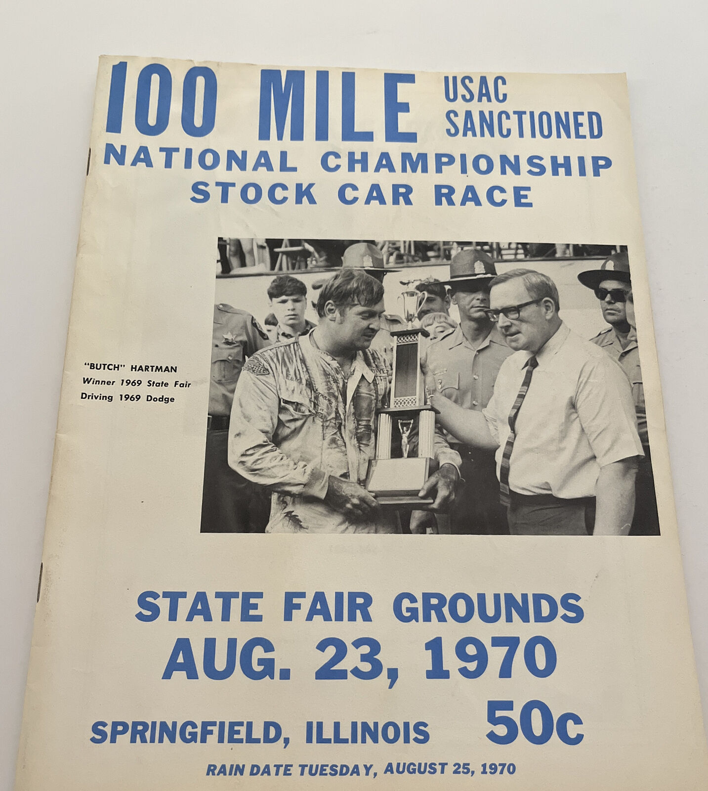 1970 Race Program Springfield Illinois Championship Stock Car Racing USAC