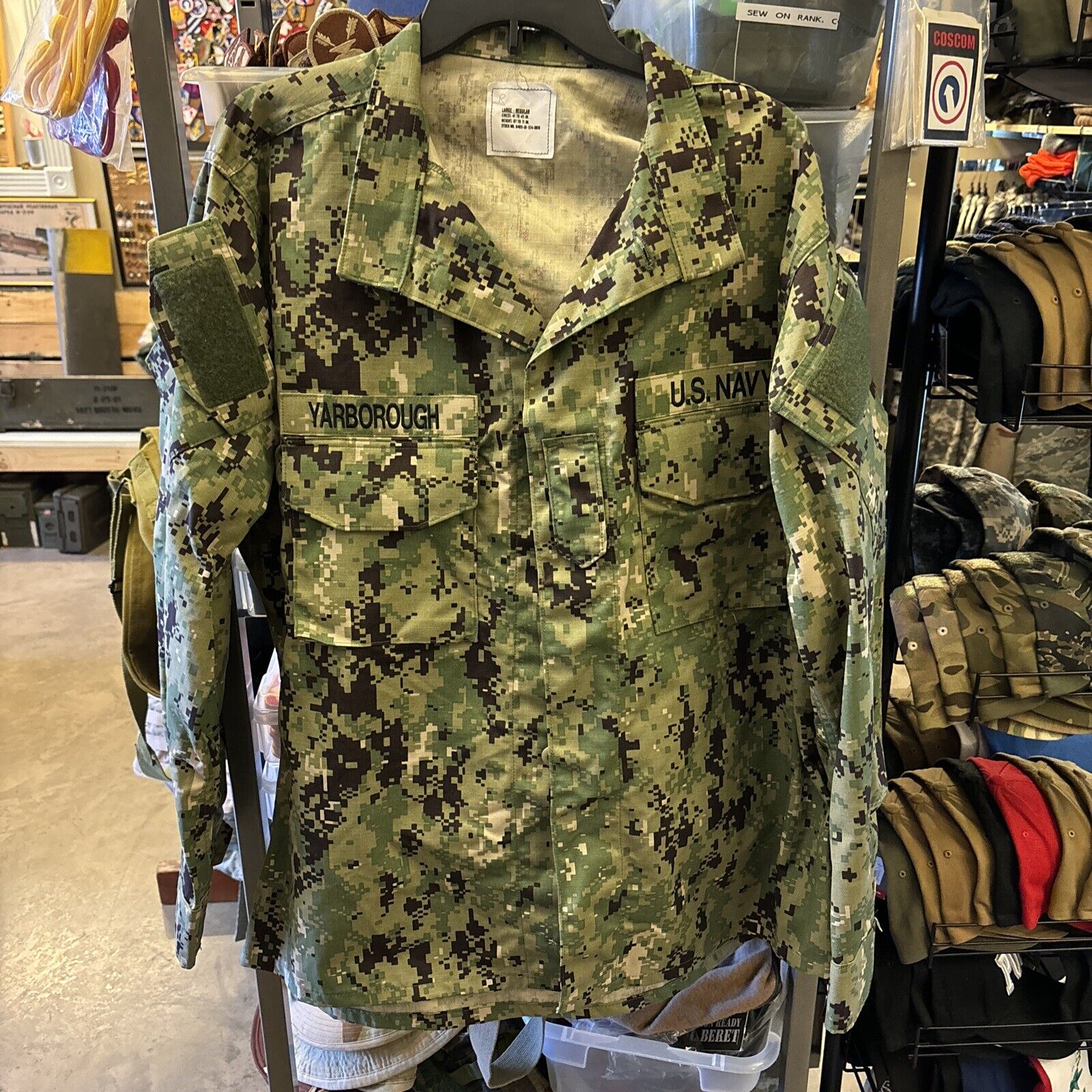 US Navy Shirt Large Regular Blouse USN Digital Camo Green Top Acu BDU Uniform