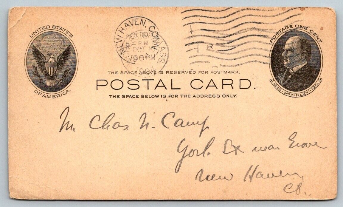 1904  Postal Card  New Haven  Connecticut  Postcard