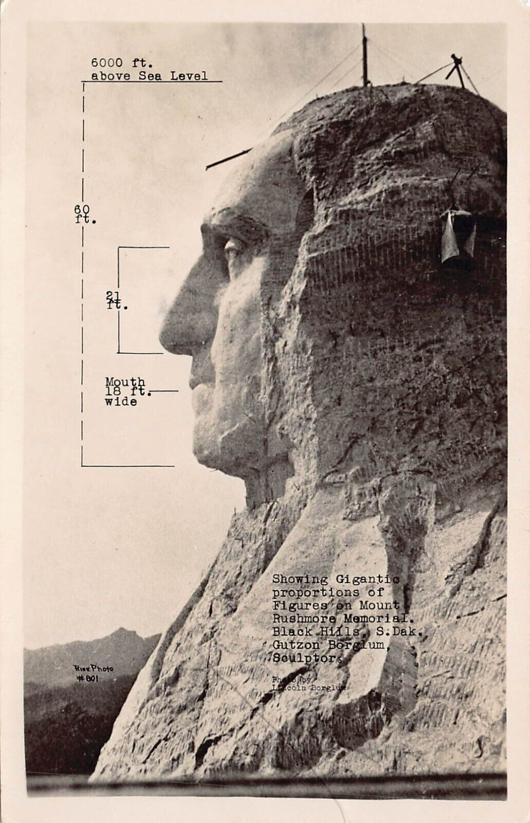 RPPC Mt Mount Rushmore Construction Washington Black Hills Photo Vtg Postcard X4