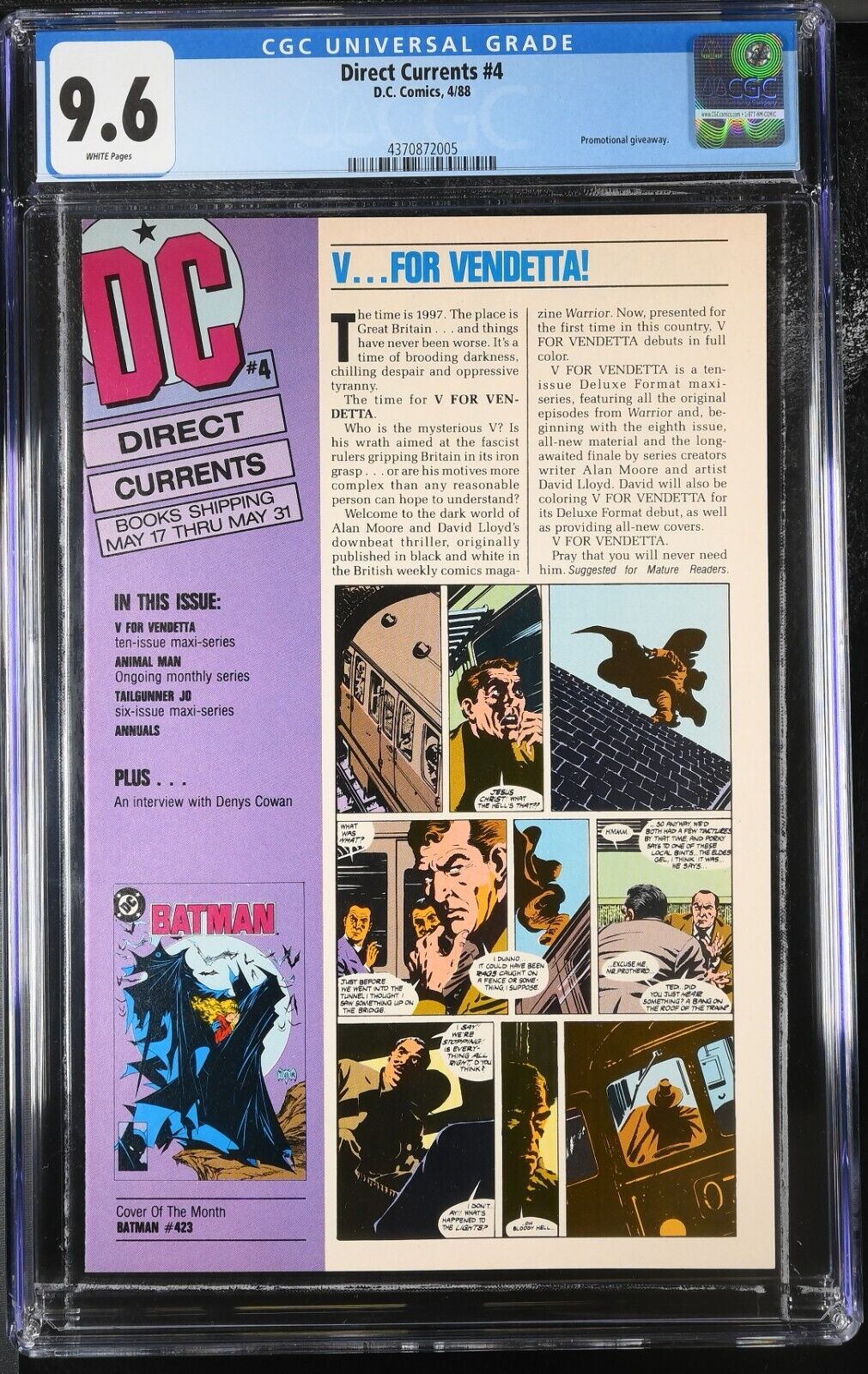 DIRECT CURRENTS #4 [1988] ~ CGC 9.6 ~ DC Comics ~ WP ~ BATMAN #423
