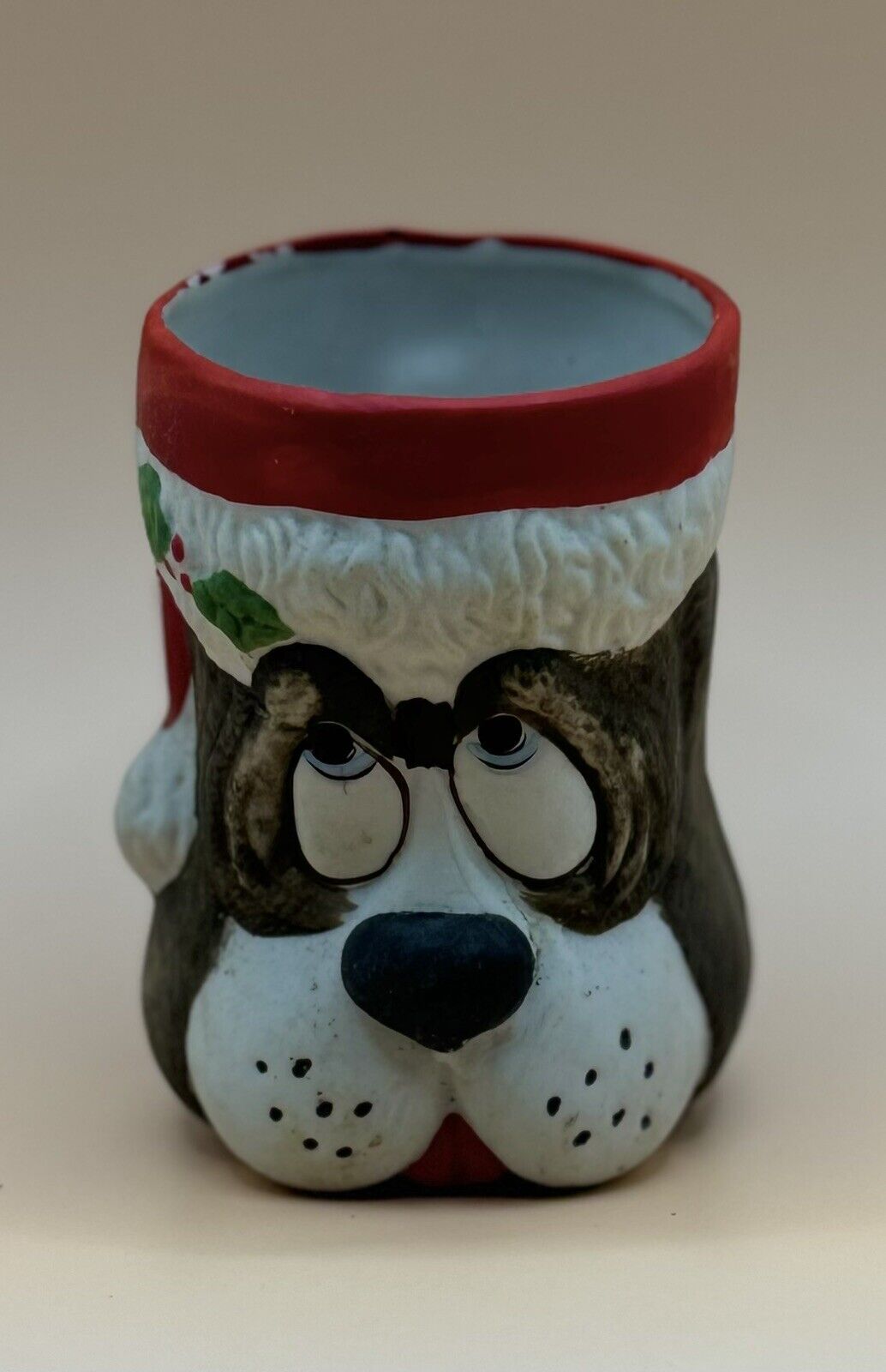 Vtg. Jasco Sweet Keepers 1980 Bisque/Porcelain Puppy in Santa Hat