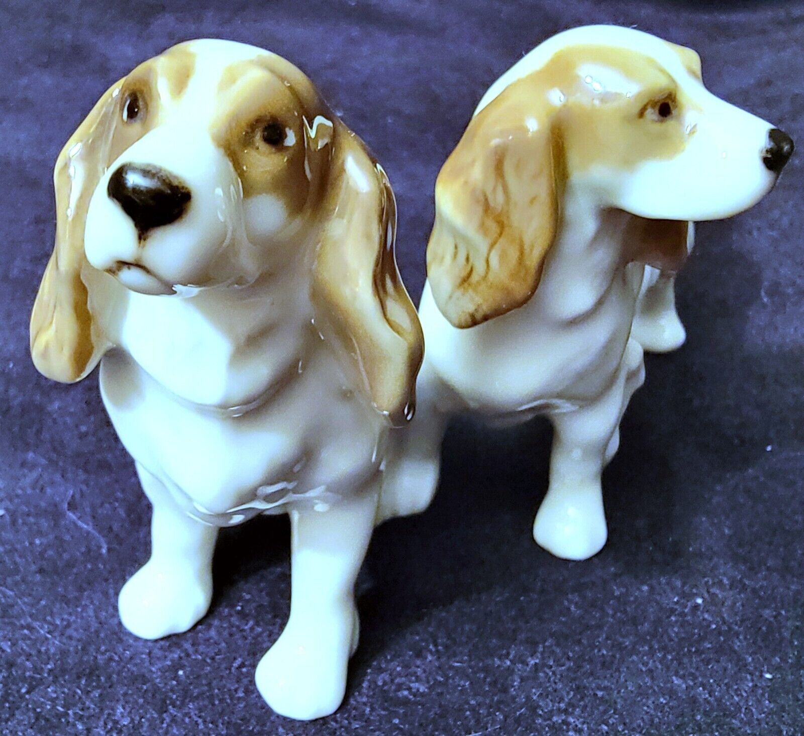 Hutschenreuther Germany Porcelain Spaniel Dogs Figurine HR Lion Marking Pre 1946