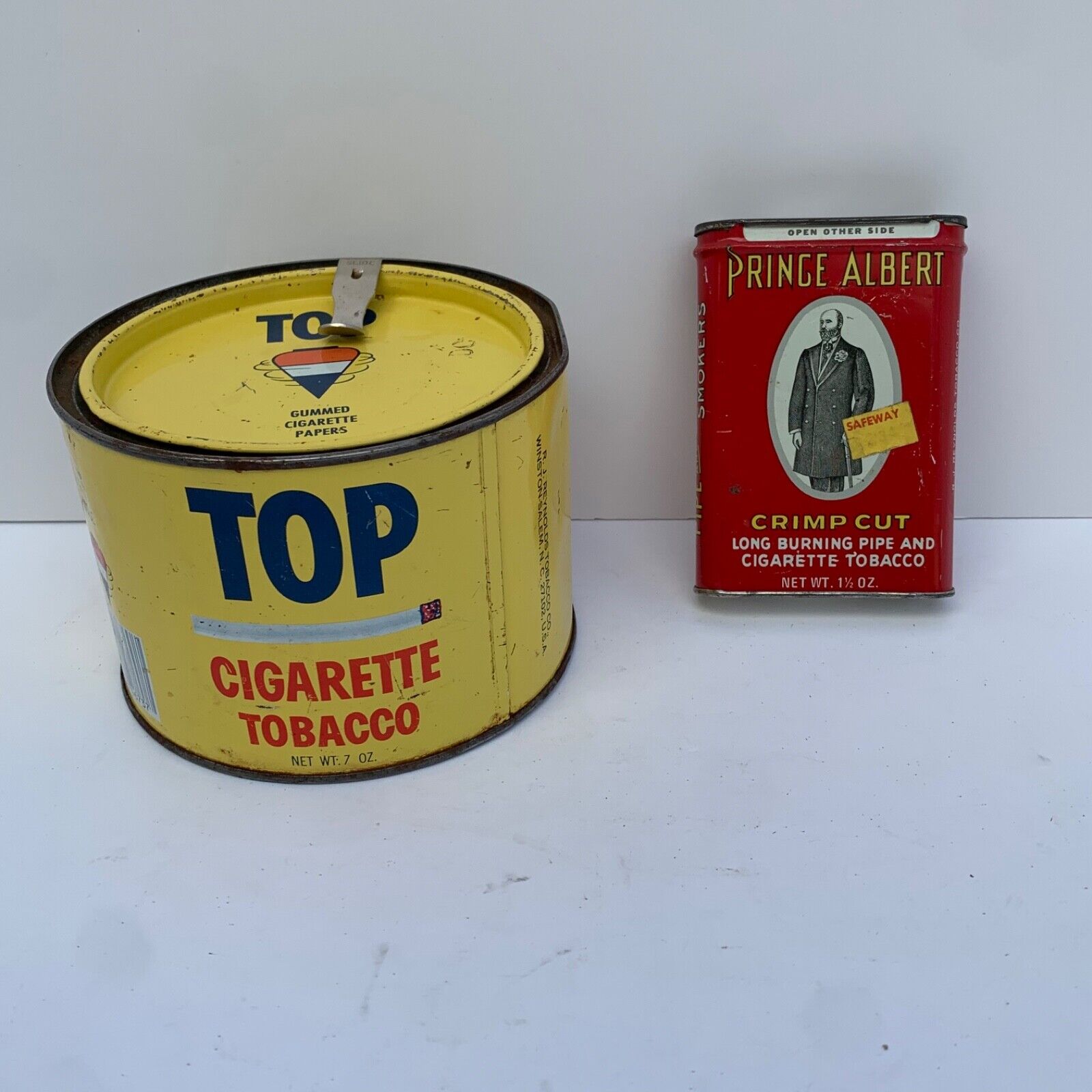 Vintage Top Cigarette Tobacco & Prince Albert Tin Cans R.J. Reynolds Tobacco Co.