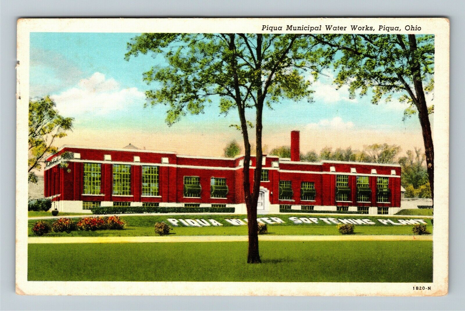Piqua, OH-Ohio, Municipal Water Works Softening Plant, Chimney, Vintage Postcard