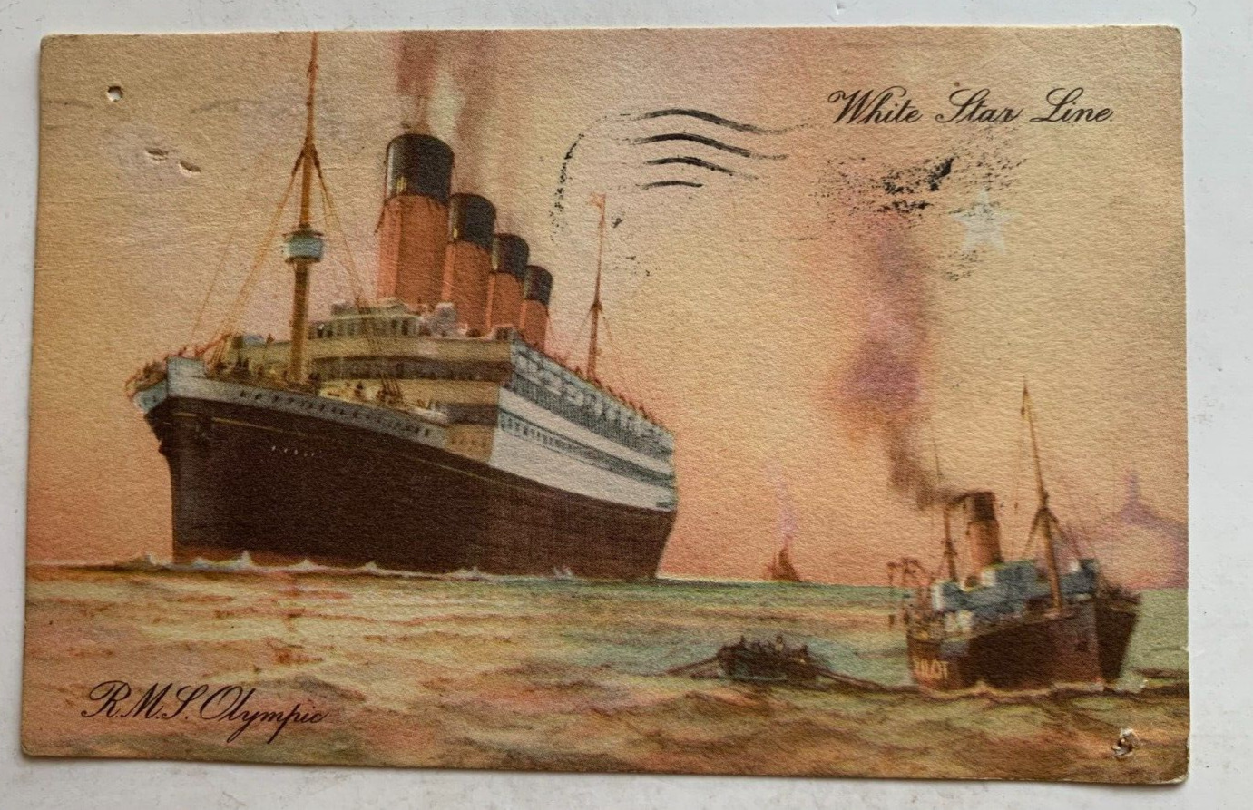 1930 Vtg Ocean Liner Postcard White Star Line RMS Olympic Titanic Sister Ship