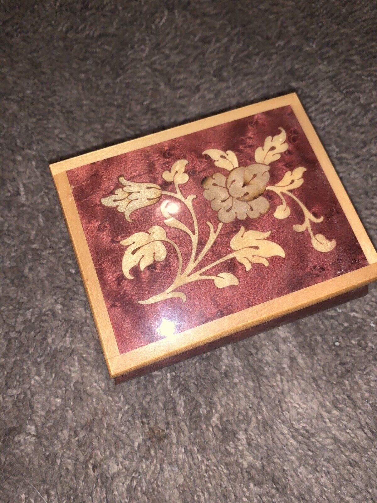 Vintage Music Box Reuge BrownAntique Flower Italy Works Rare Collectible Old Vtg