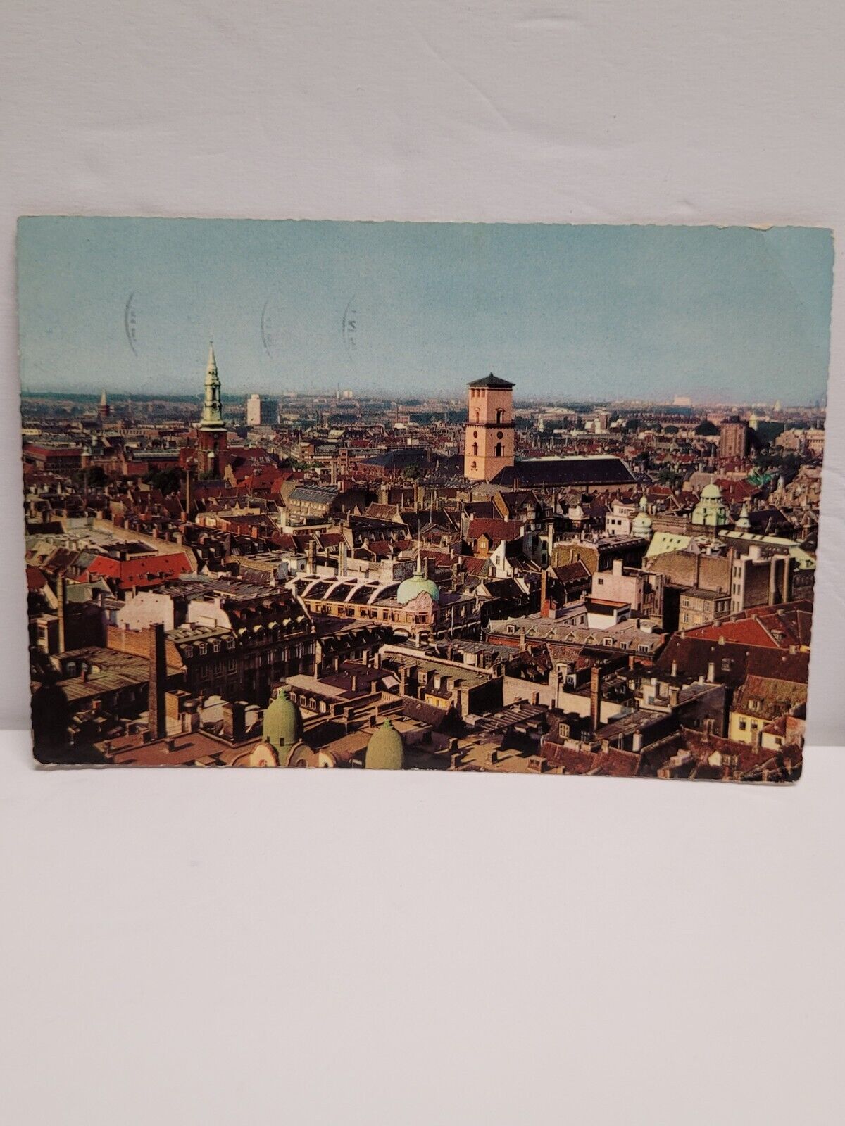 Vintage Used Postcard 1963 Aerial View Of Copenhagen With The Church Of Our Lady