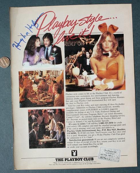 Playboy Publisher Hugh Hefner Signed Autographed Playboy Club ad photo VINTAGE--