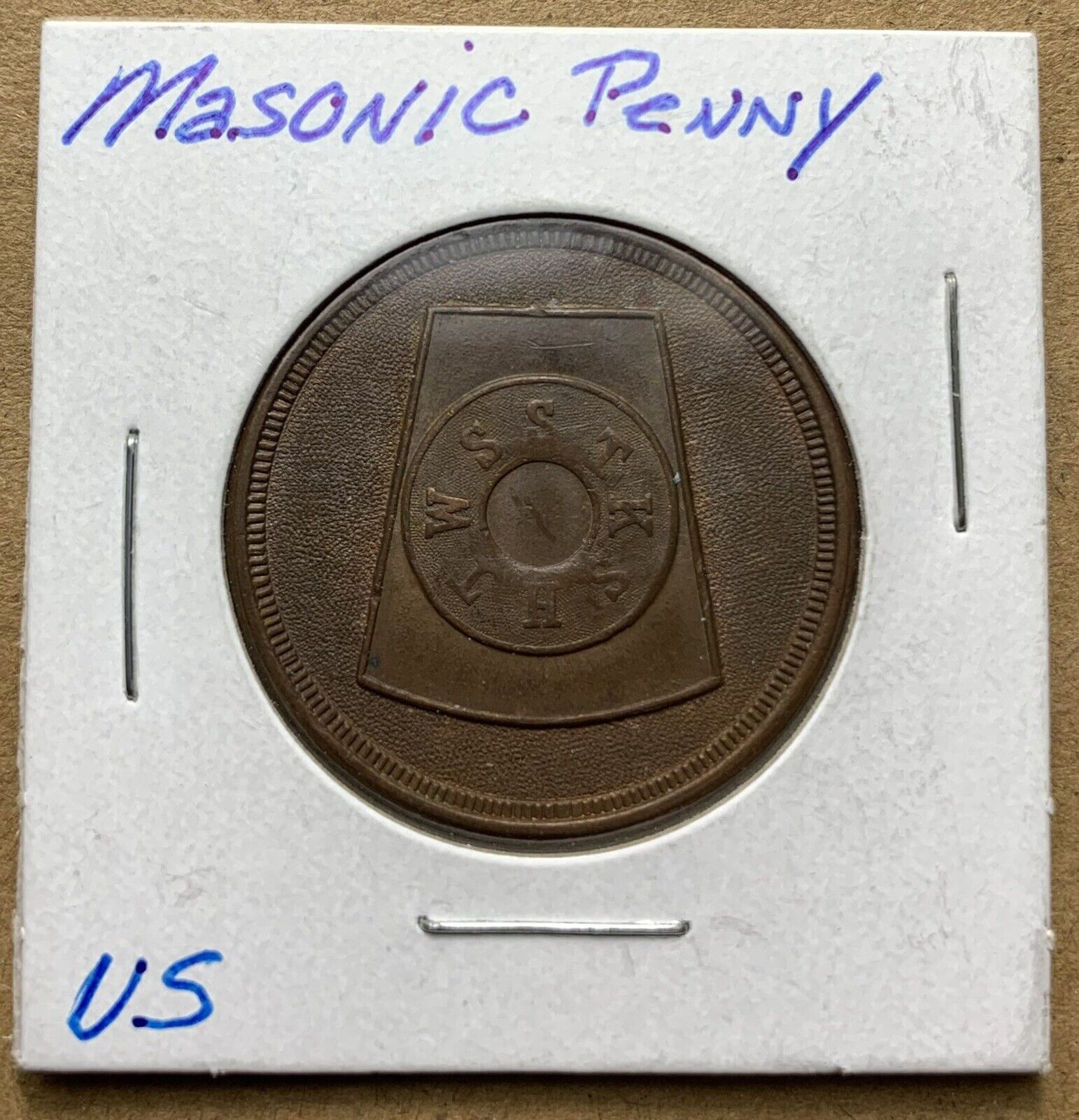 One Penny Triple Tau Masonic Token (B713)