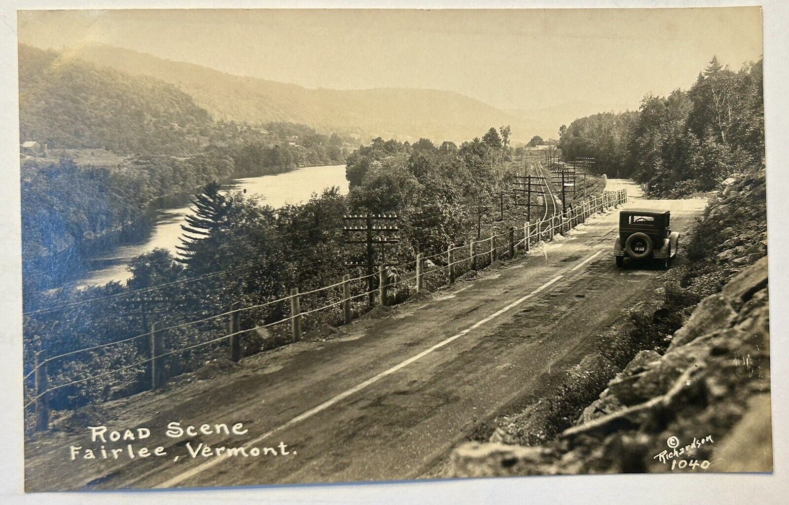 Road Scene. Fairlee Vermont Real Photo Postcard. VT RPPC. H.W. Richardson Photo