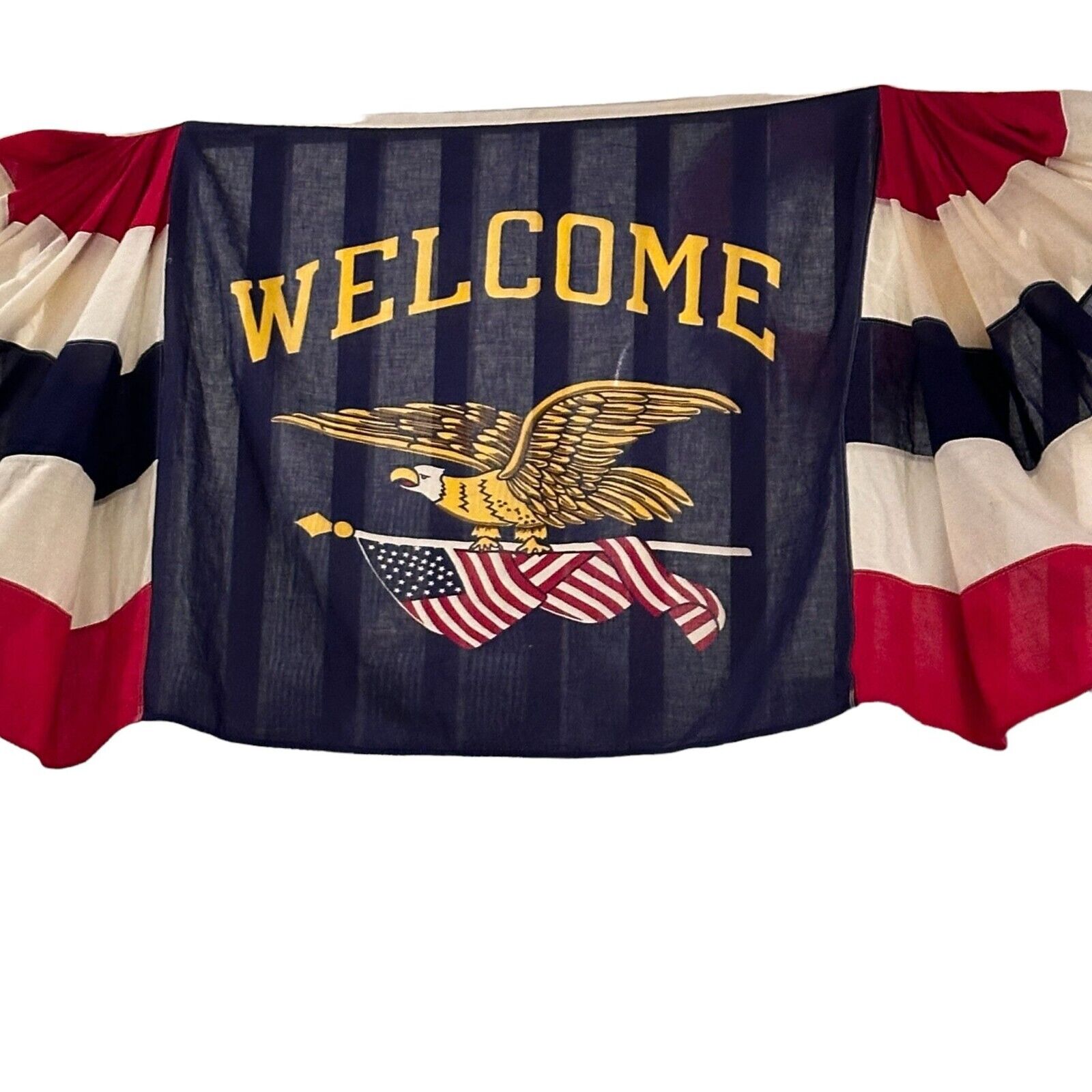 Patriotic Bunting Vintage Welcome 9' x 3' Banner Eagle Flag USA