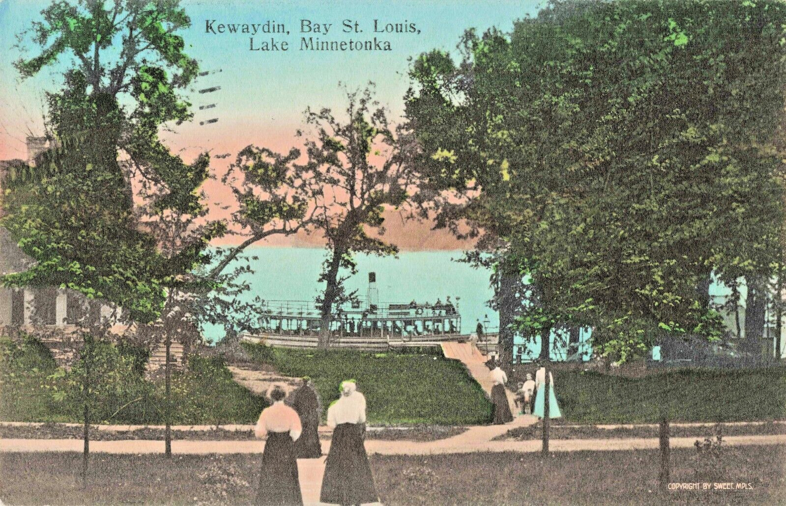 Postcard MN Lake Minnetonka Minnesota-Kewaydin Hotel Vu-St. Louis Bay-c1914(D14)