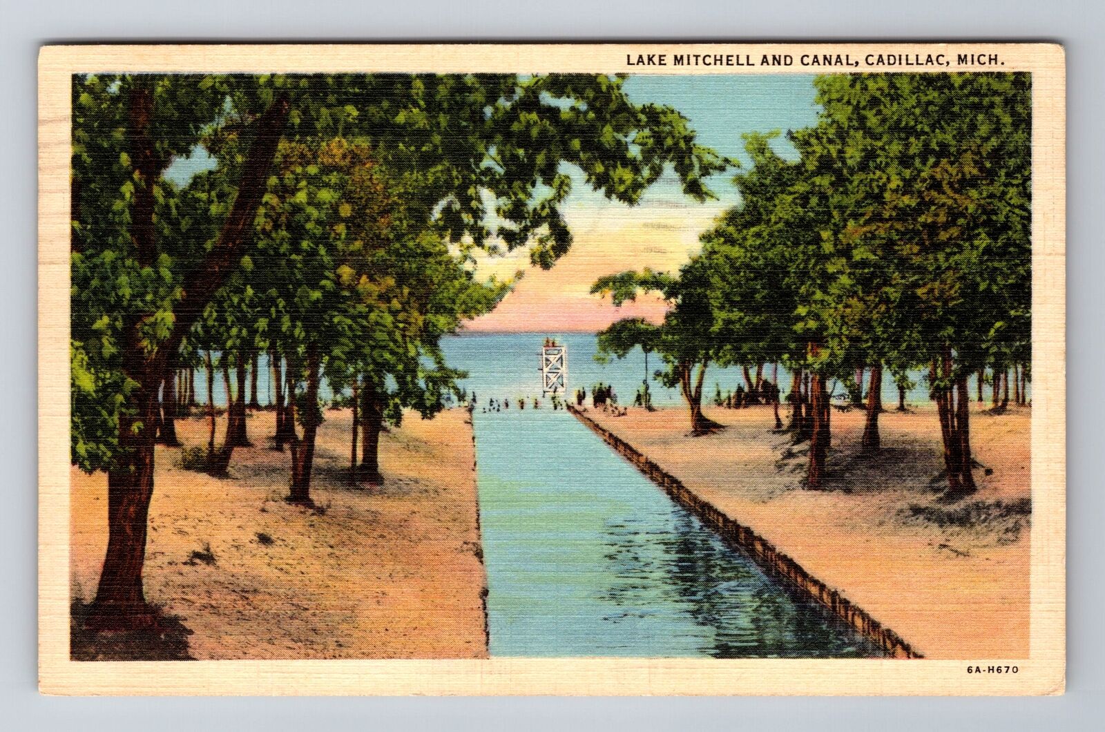 Cadillac MI-Michigan, Lake Mitchell, Canal, c1941 Vintage Souvenir Postcard