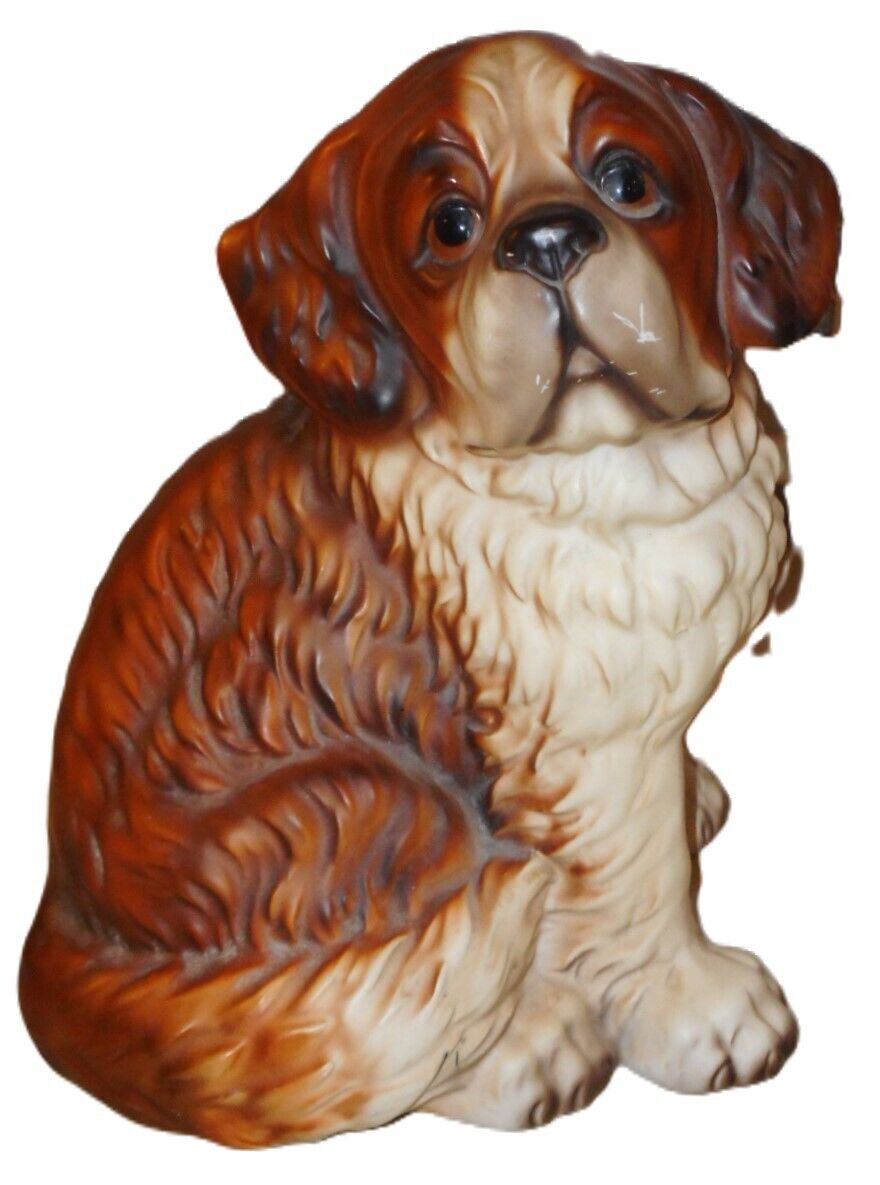 Saint Bernard Figurine Vintage Puppy Dog Porcelain Statue Japan