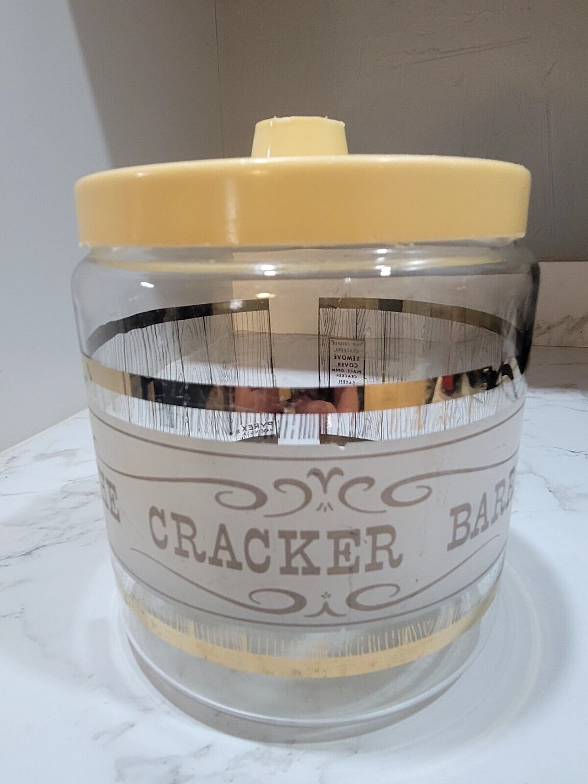 Vintage Pyrex The Cracker Barrel Glass Canister Jar w/Lid Mid-Century