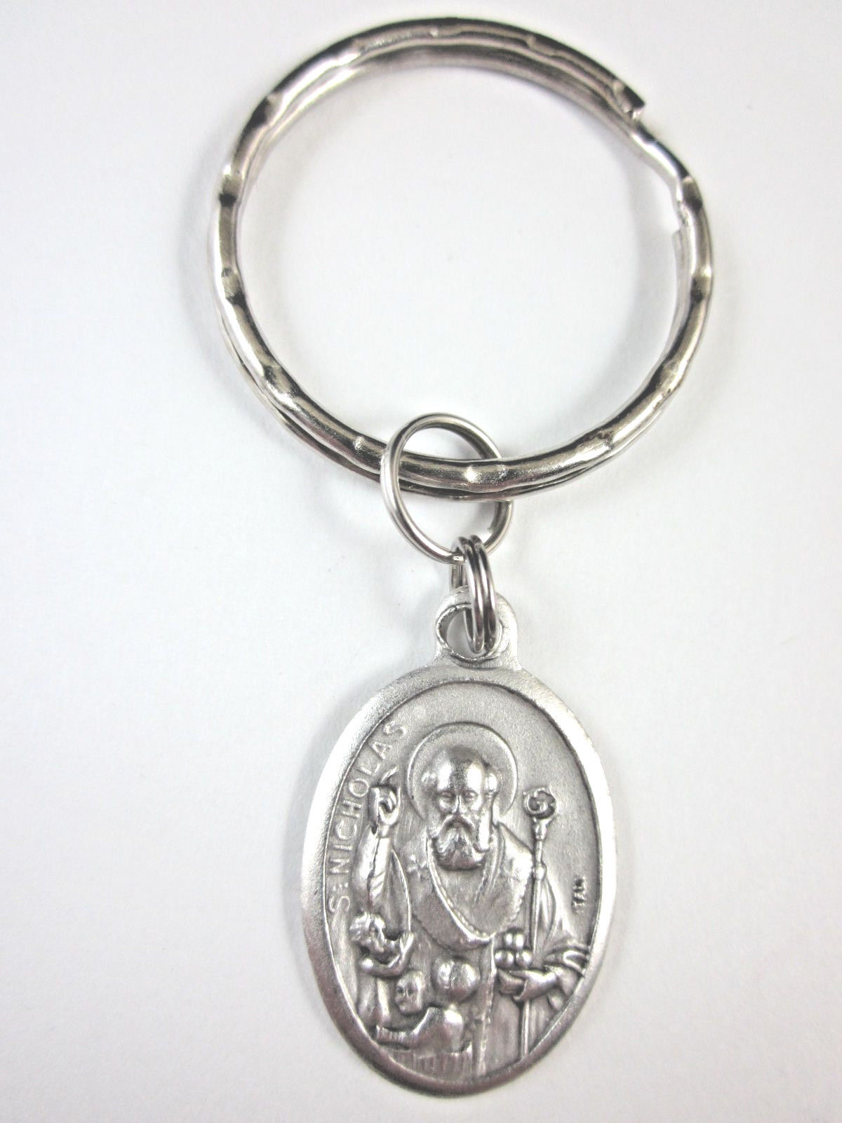 St Nicholas with Children Medal Italy Key Ring Gift Box & Prayer Card