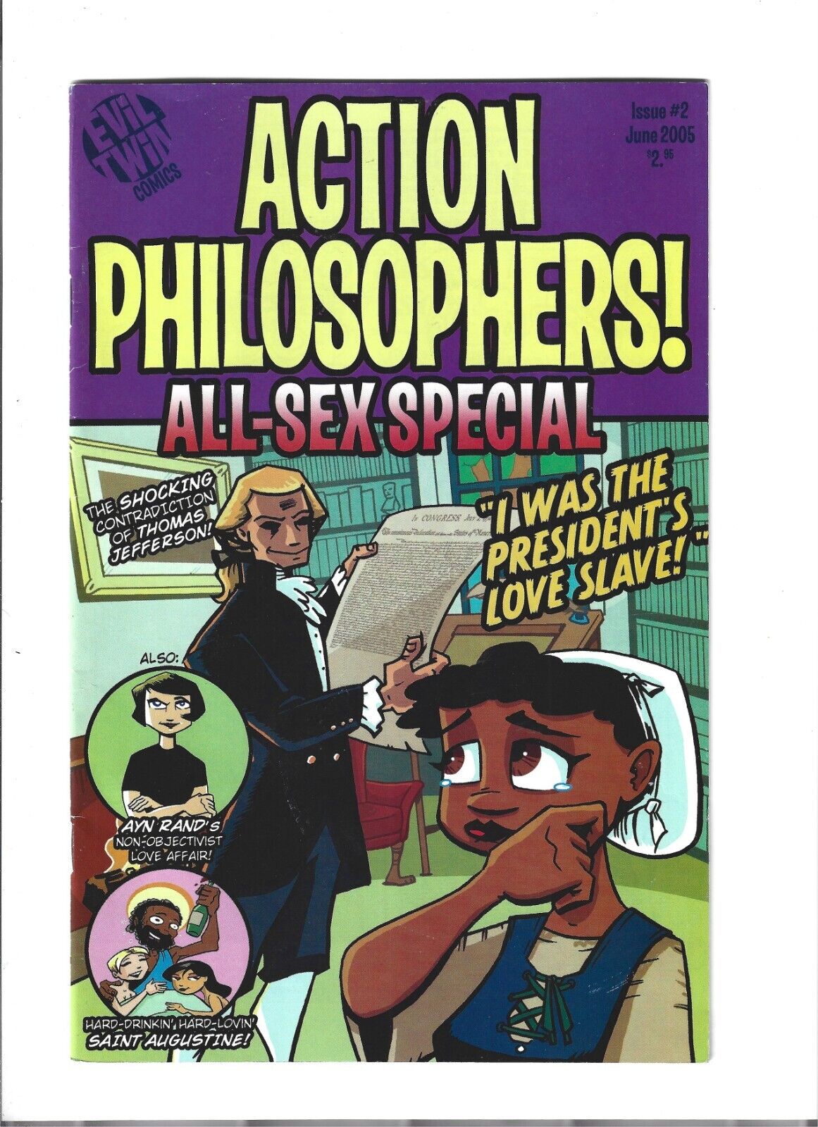 Action Philosophers #2 Special Rare HTF Evil Twin Comics 2005 President Parody