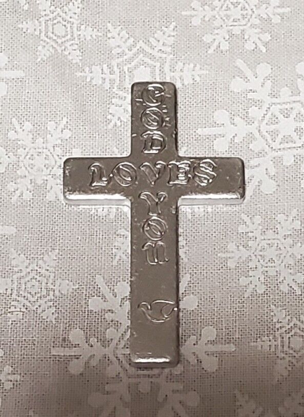 One Vintage God Loves You Metal Pocket Cross