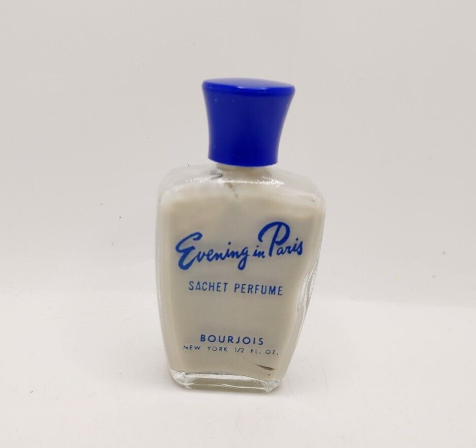 Vintage Evening In Paris Sachet Perfume Bourjois 1/2 fl oz Blue Plastic Top