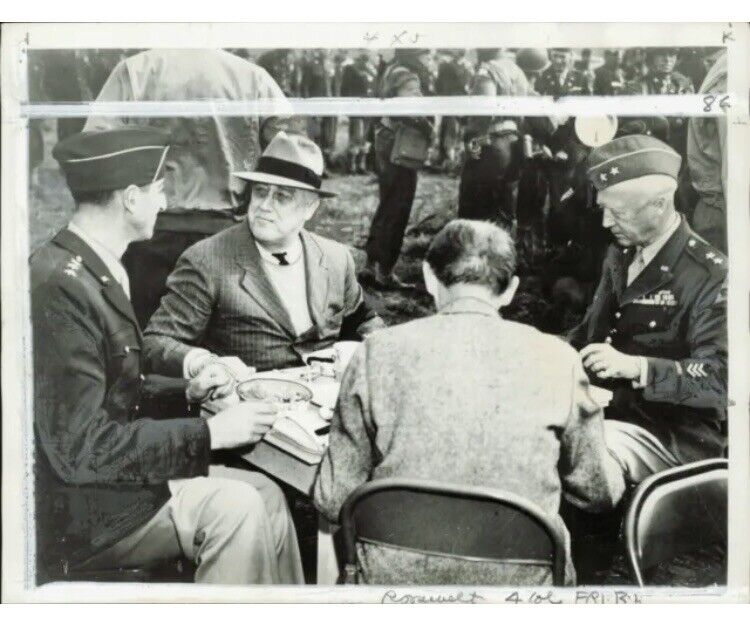1950 Press Photo President Roosevelt, Generals Clark and George Patton Meeting