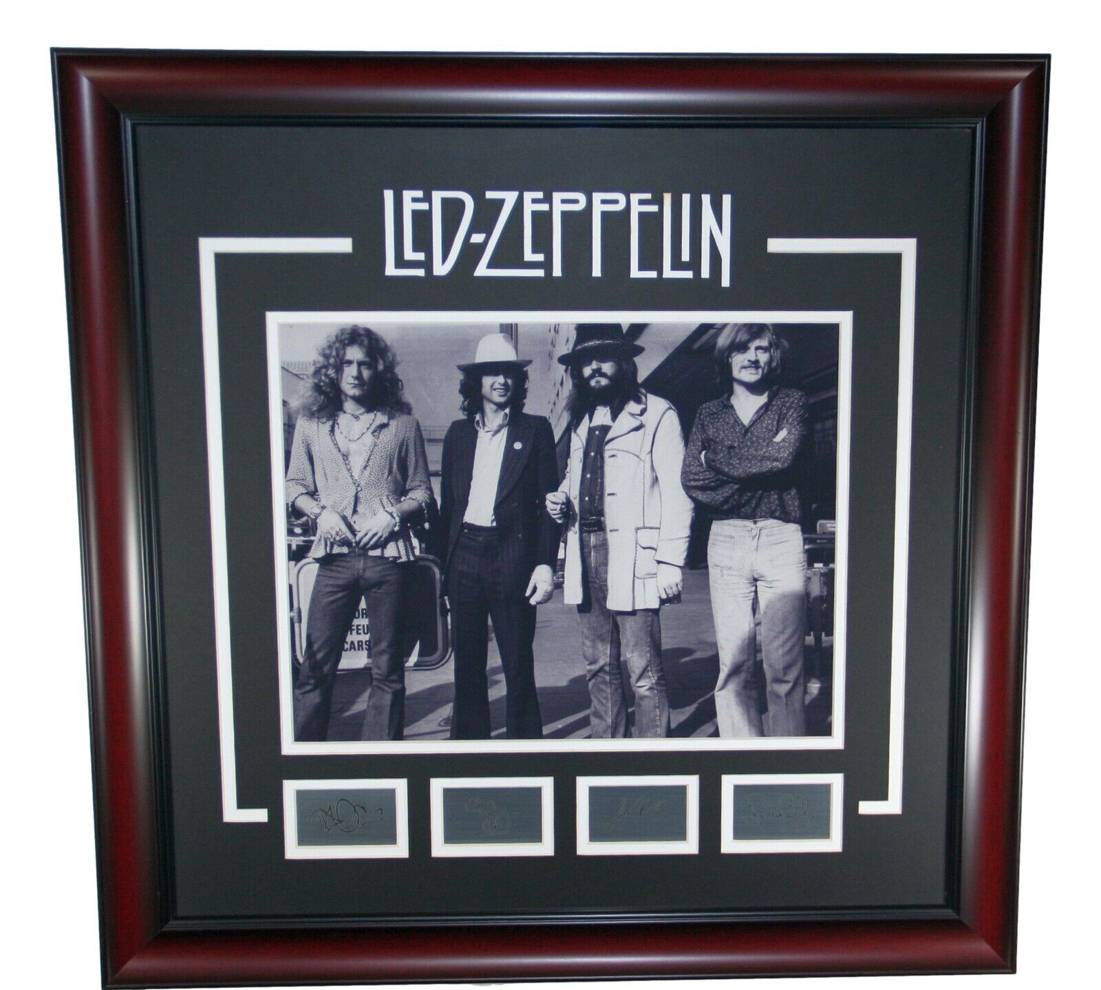 Led Zeppelin 16 x 20 Framed Poster/Photo Etched Autographs Plant, Page, Bonham