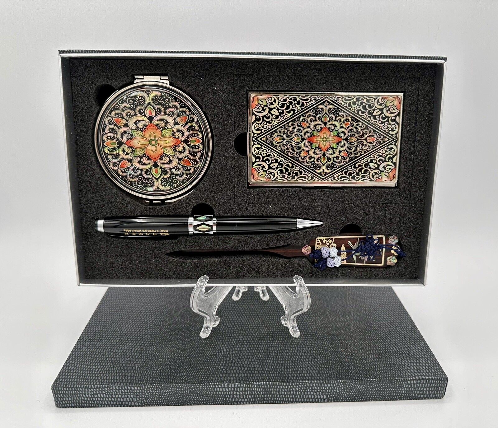 Korean Najeon Chilgi Laquerware Mother of Pearl 4-pc Gift Set - PLEASE READ