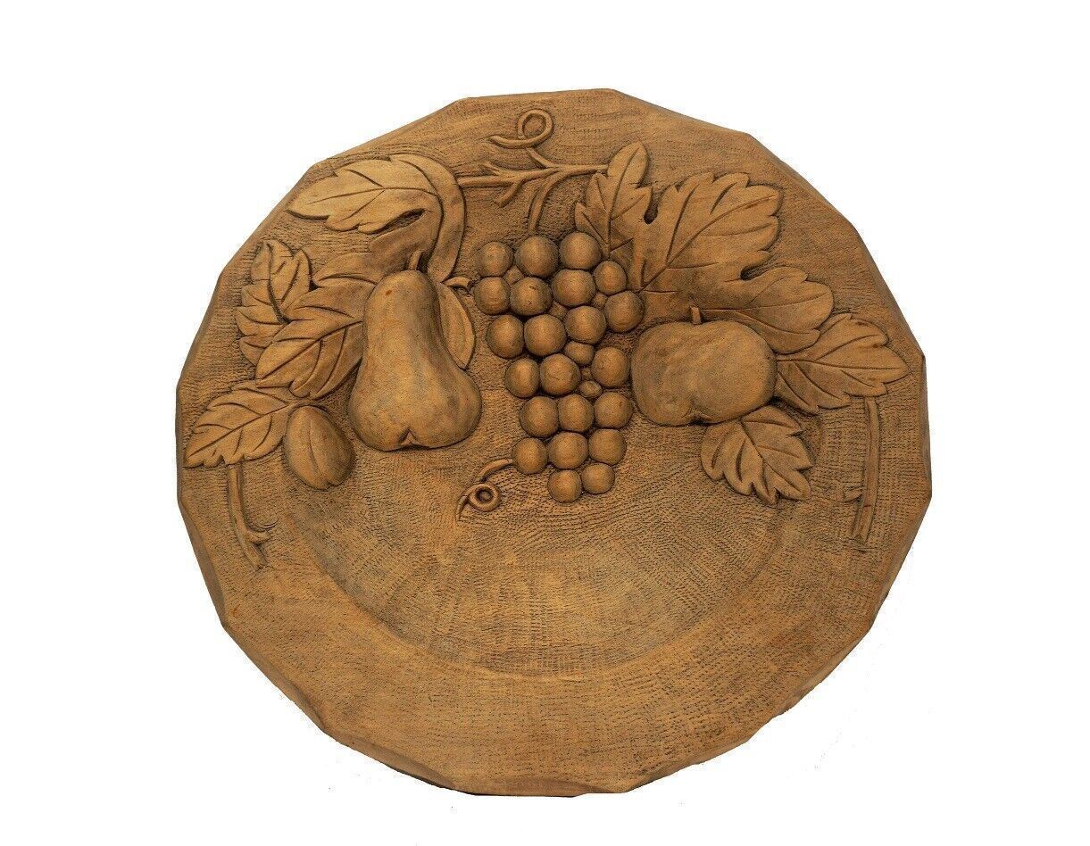 HHD Vintage Rustic wooden wood carved fruit plate wall decor 12\