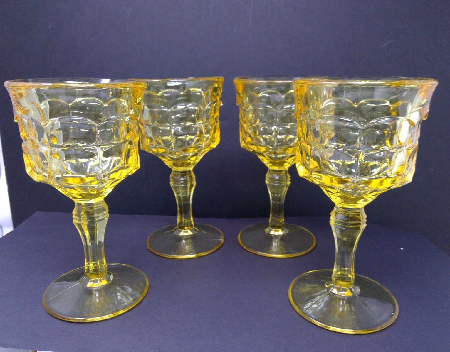 Set of 4 Vintage Tiara Glas Constellation Yellow 6 3/8\