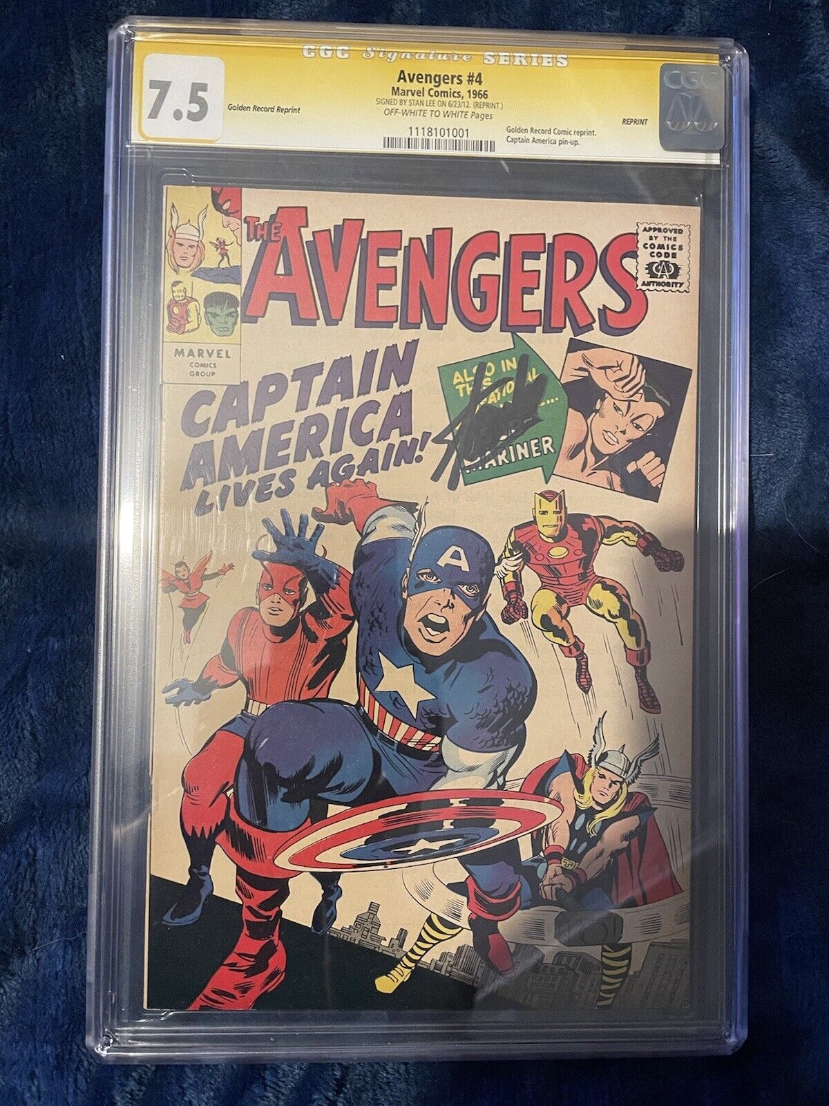 Avengers #4 Golden Record Reprint -Stan Lee Signature