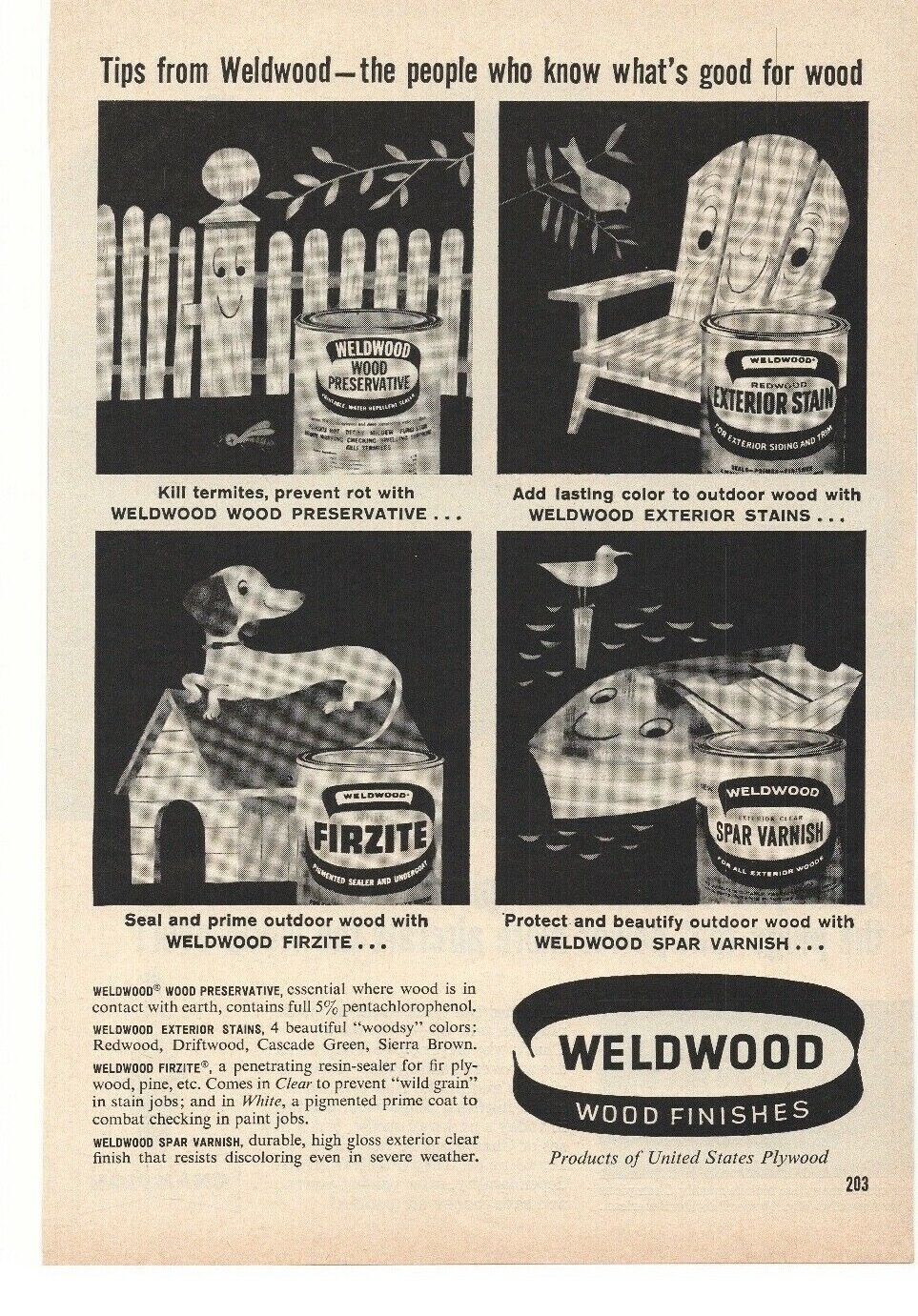 1961 Weldwood Wood Finishes Advertisement 
