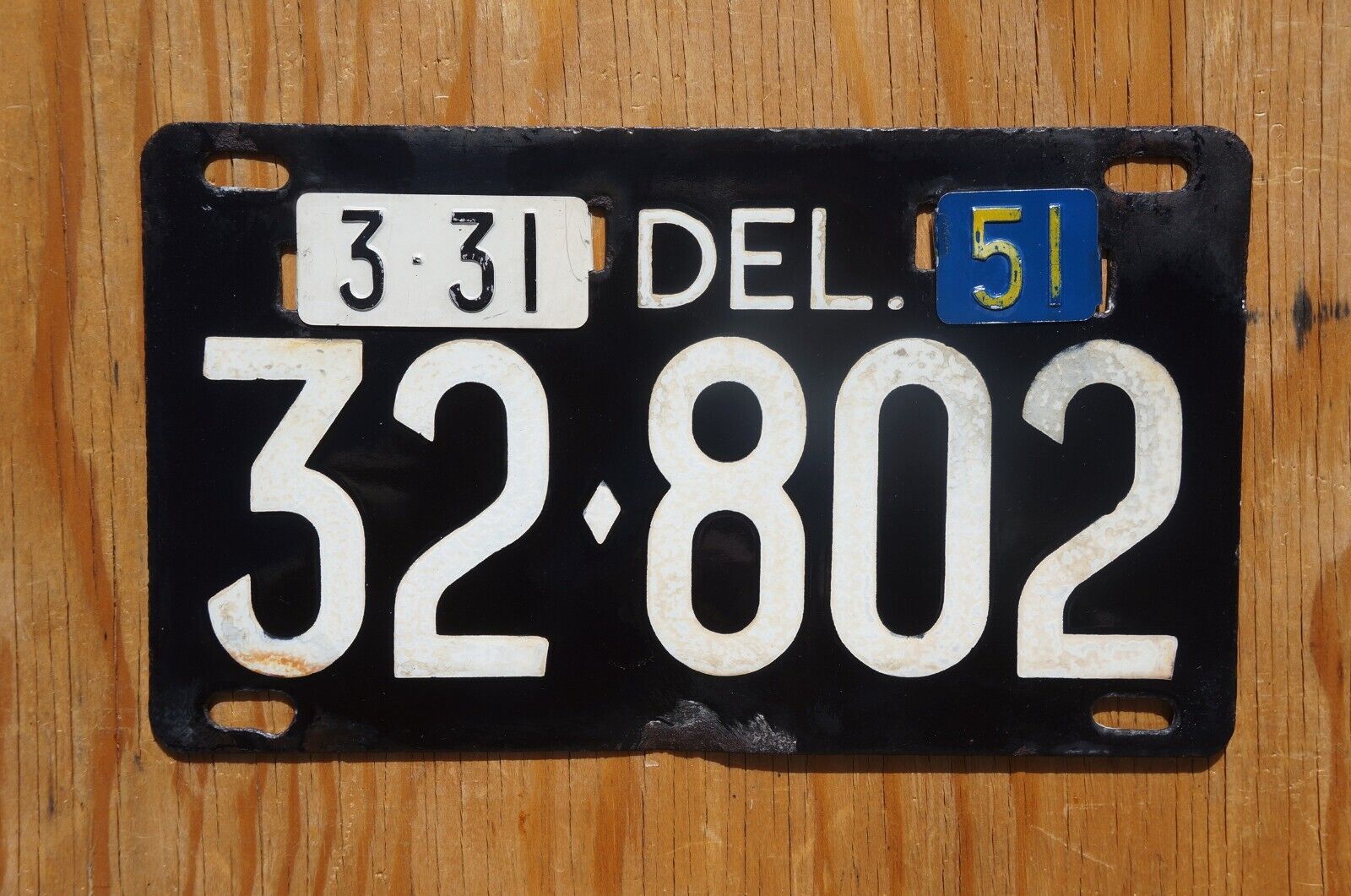 1951 Delaware Porcelain License Plate