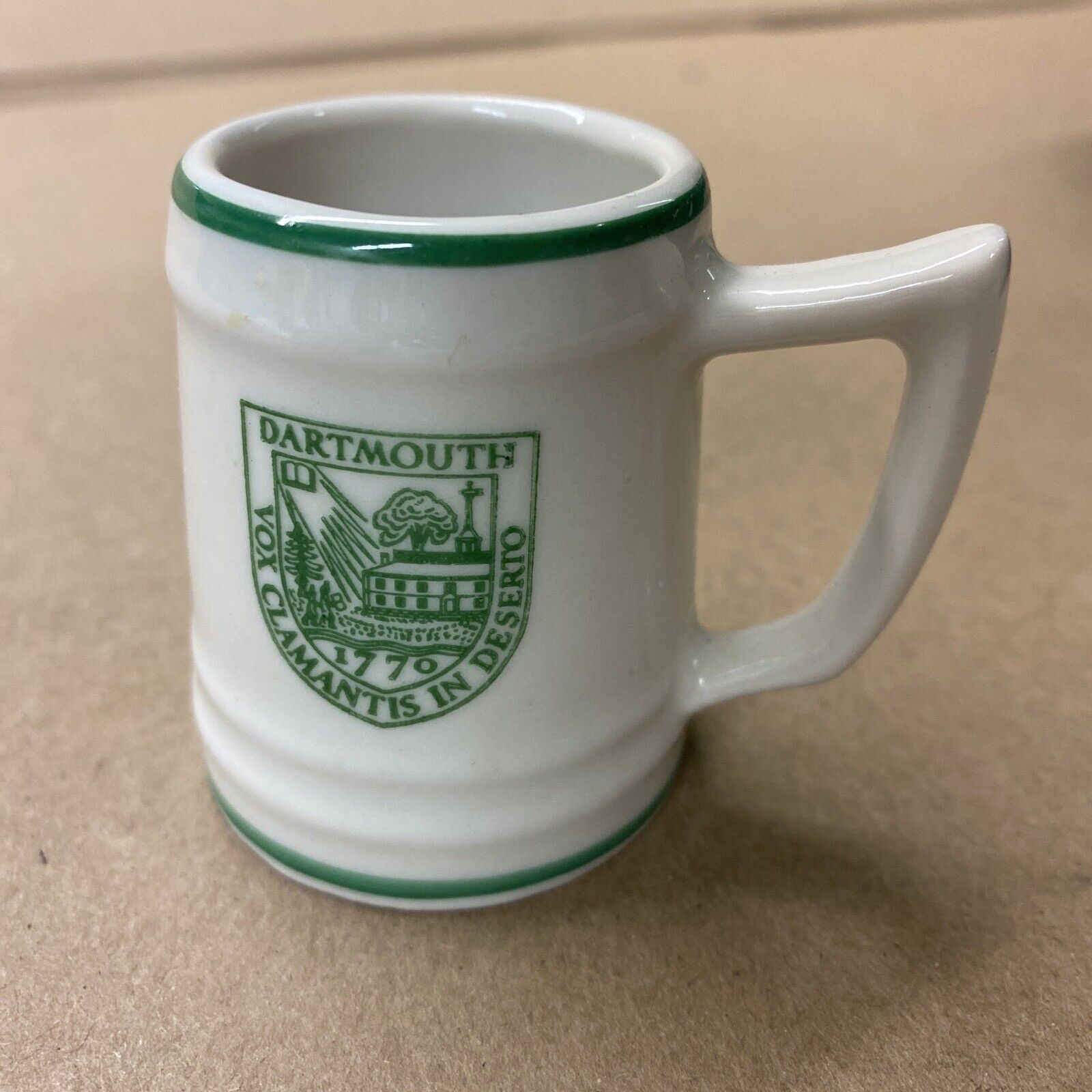 Vintage Dartmouth College Mini Mug Shot Glass Shelf Display Ceramic Pottery