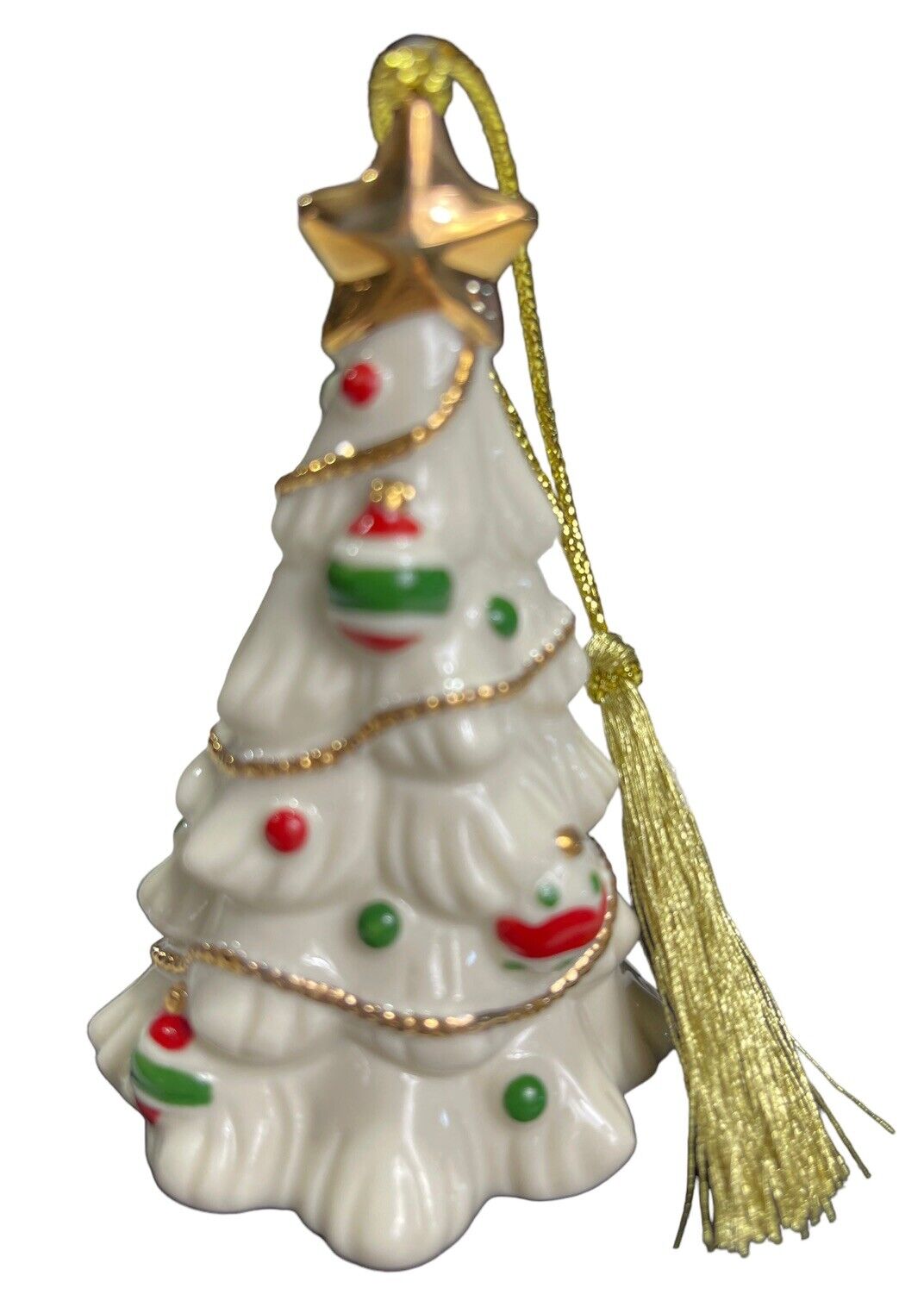 LENOX China Decorated Christmas Tree with Gold Trim & Star Ornament 4\' H