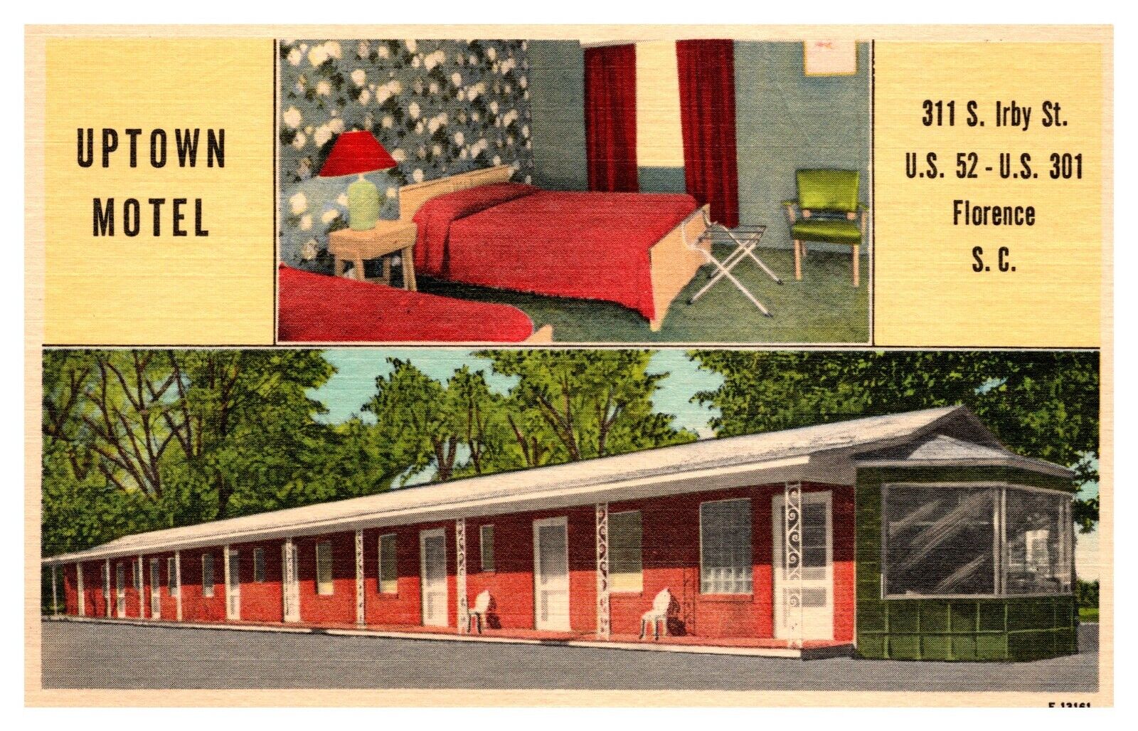 Florence SC South Carolina Uptown Motel Multi-View Linen Postcard