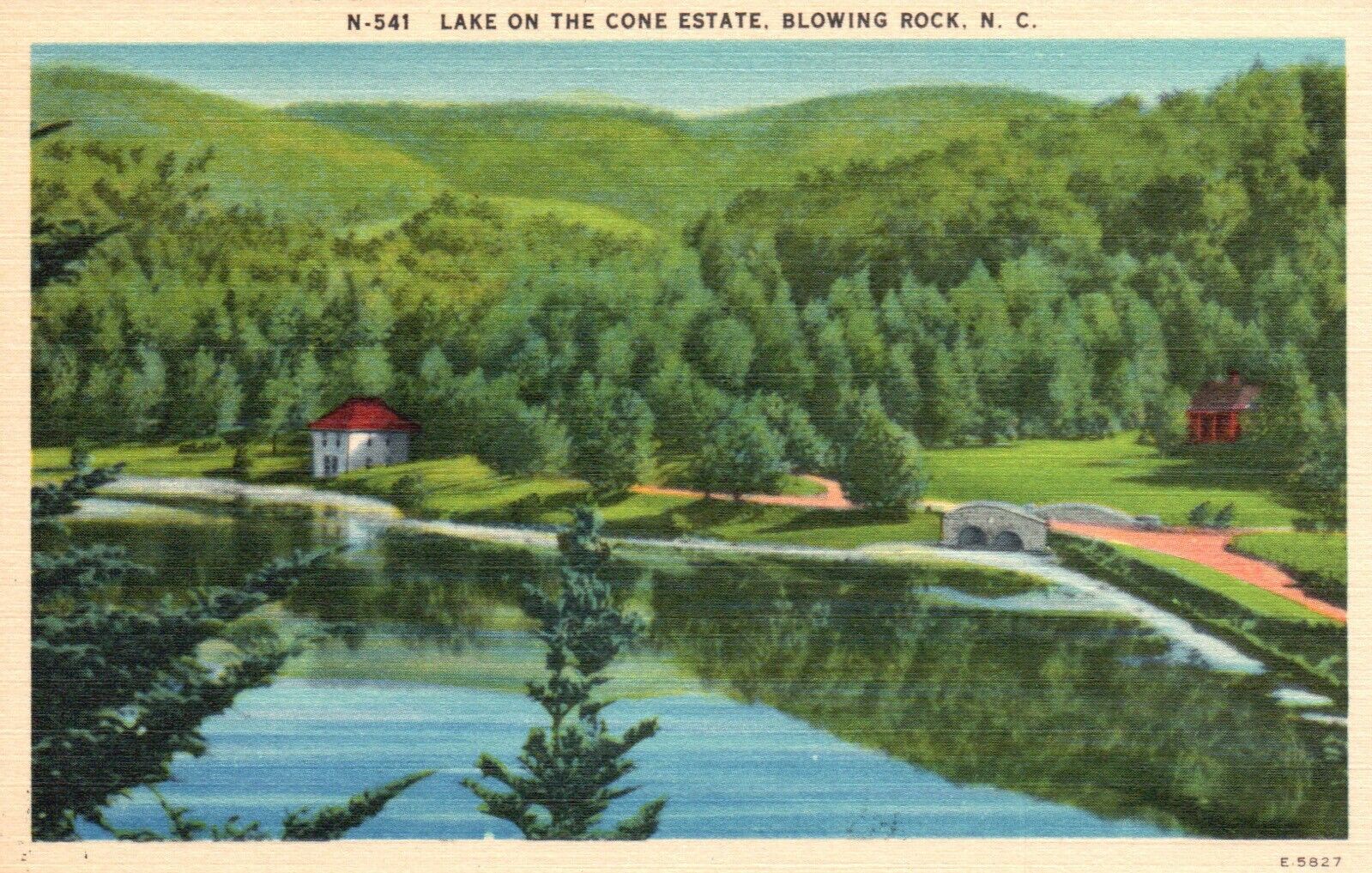Postcard NC Blowing Rock Lake on the Cone Estate Linen Vintage PC J8698