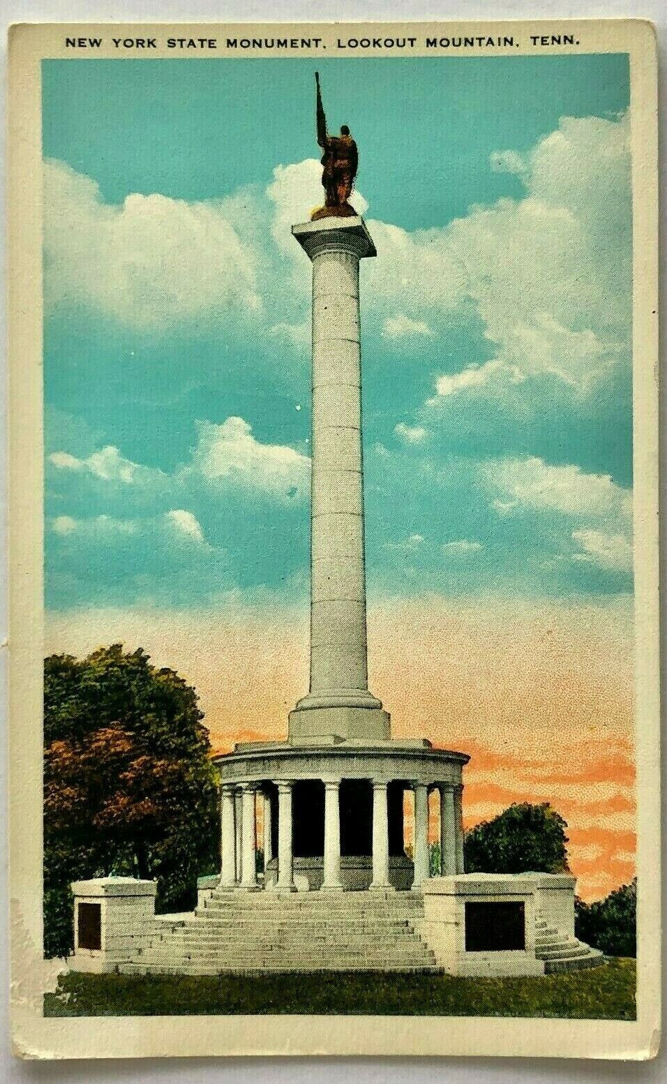 1920s Chickamauga Battlefield Civil War Georgia State Monument Postcard Vintage