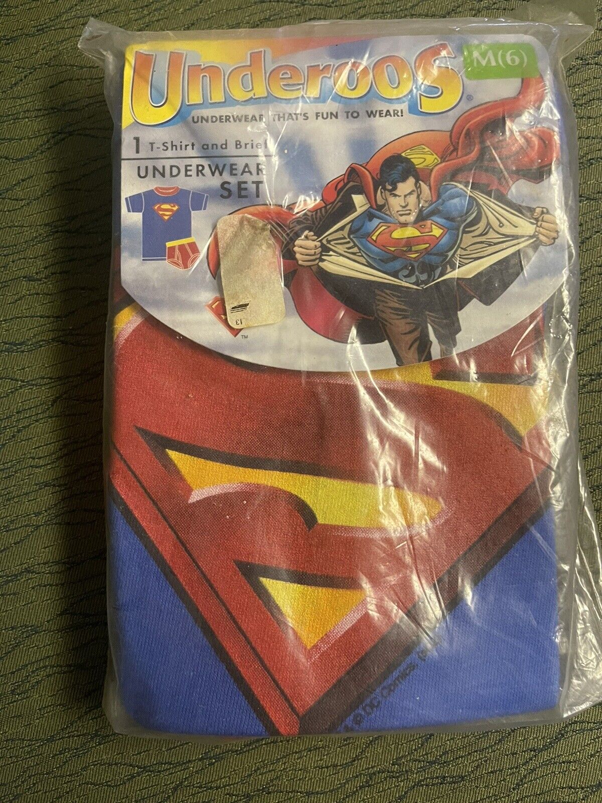 Superman Vintage 2001 Underoos Set Boy M (6). NEW