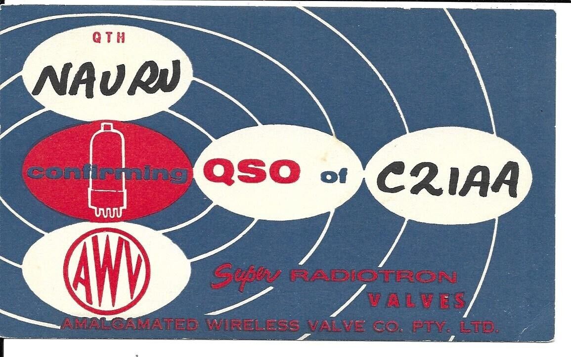 QSL 1971 Nauru Island   radio card