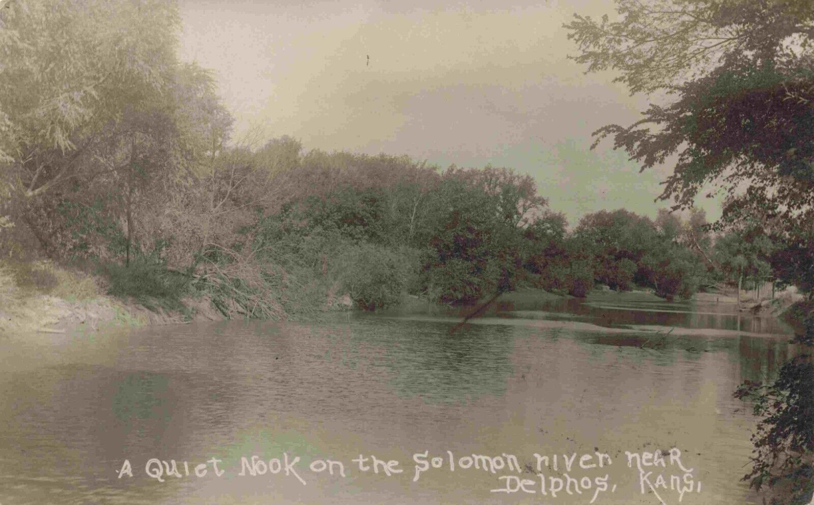 A View Of A Quiet Nook On The Solomon River, Near Delphos, Kansas KS RPPC 1908