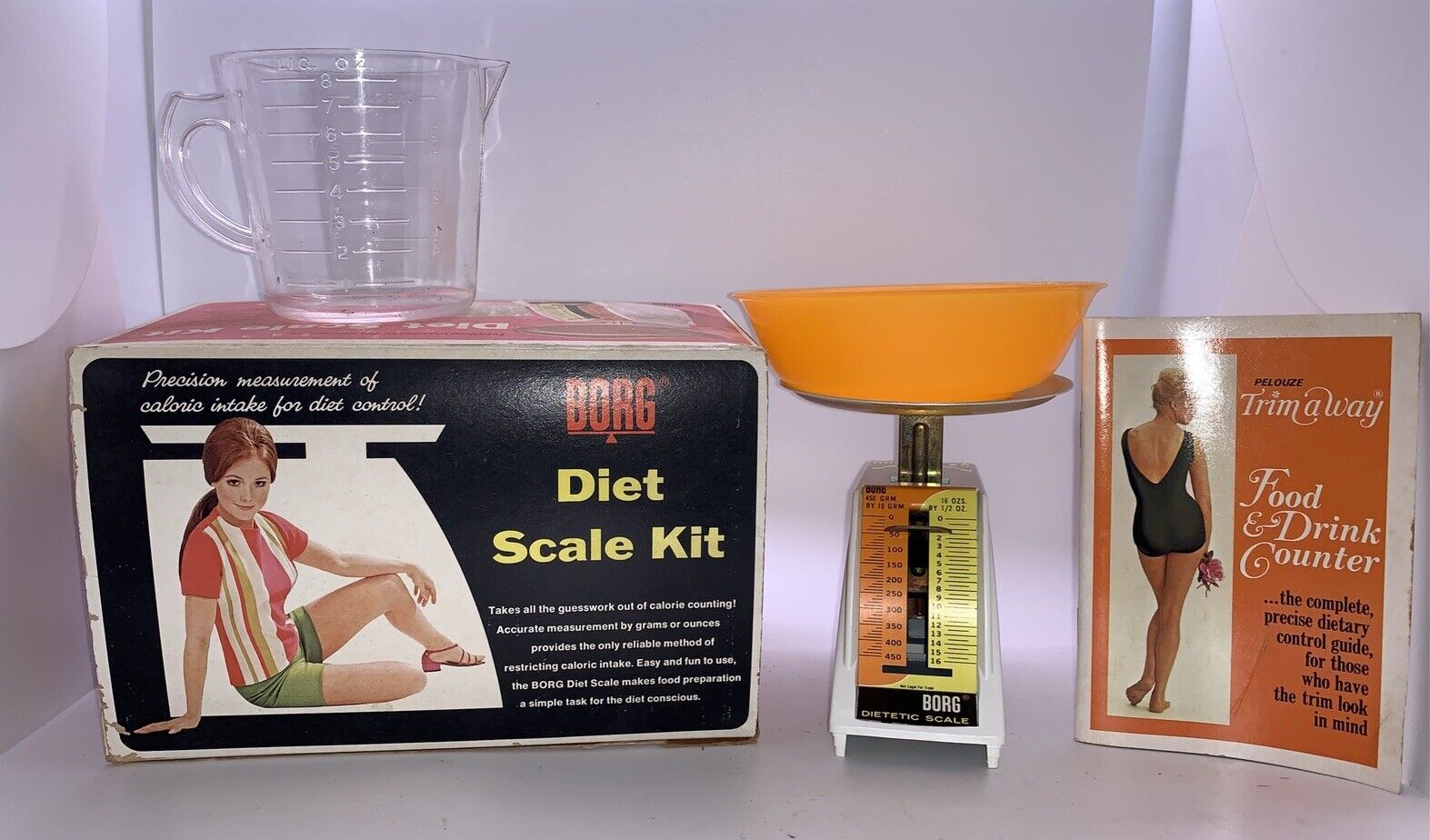 Vintage 1970 BORG Diet Scale Kit. 4 Piece Set In Box
