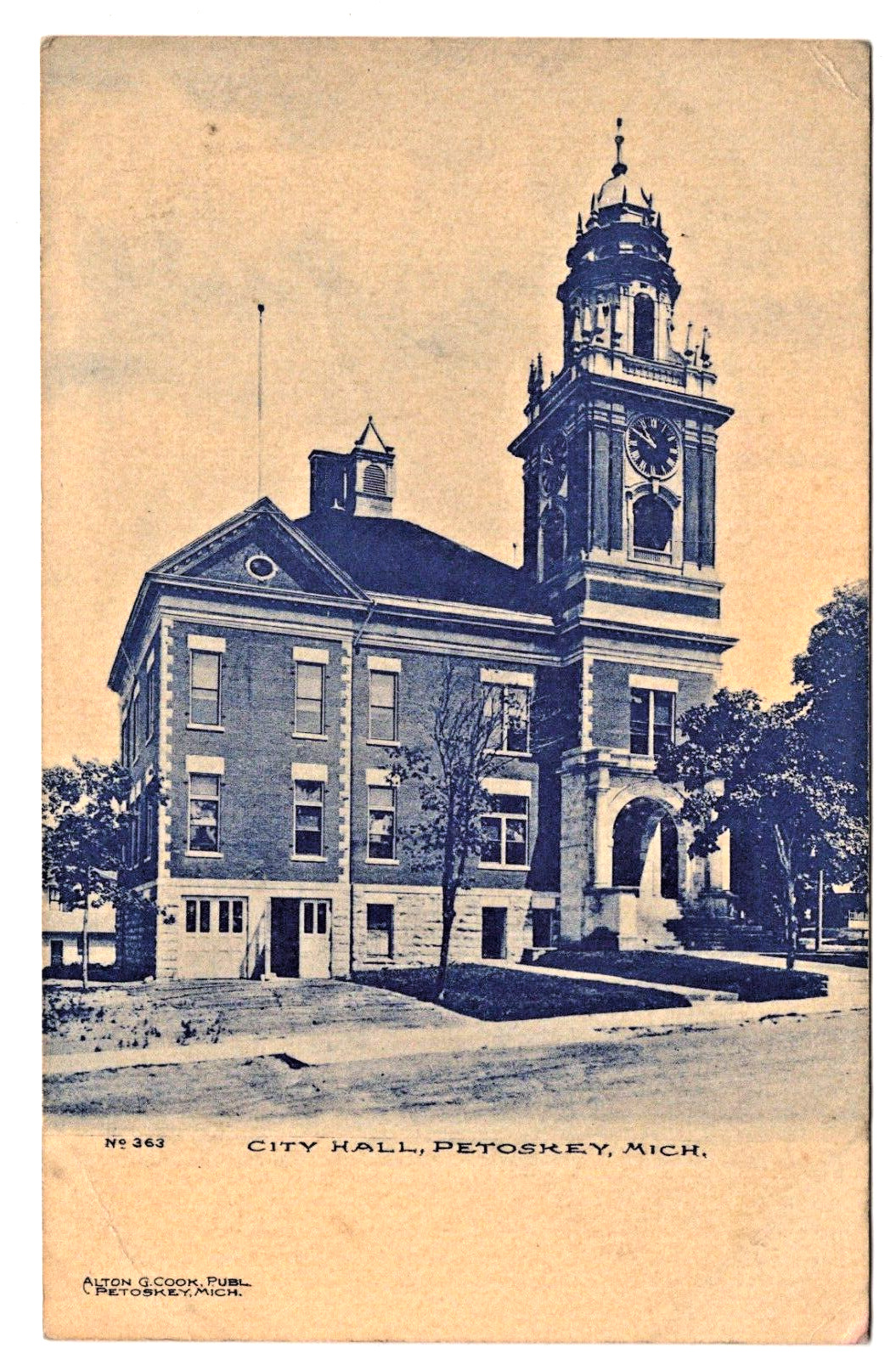 City Hall Petoskey MI Michigan Vintage Photo Postcard Emmet County