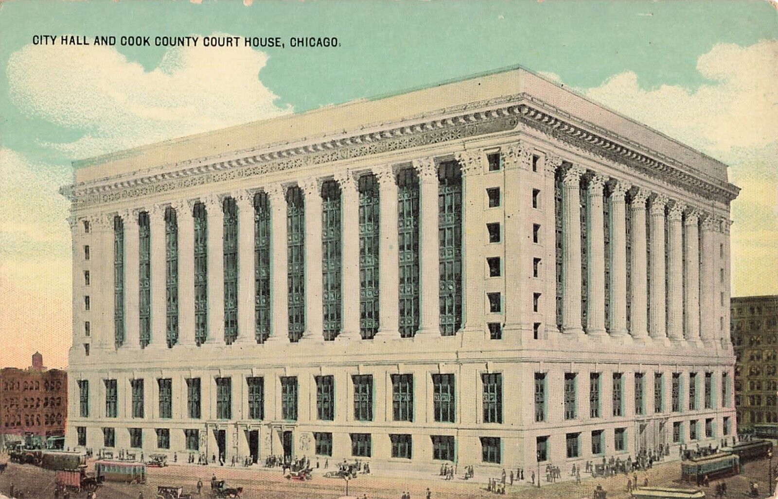 Postcard Chicago, Illinois: City Hall and Cook County Court House, Circa 1910 DB
