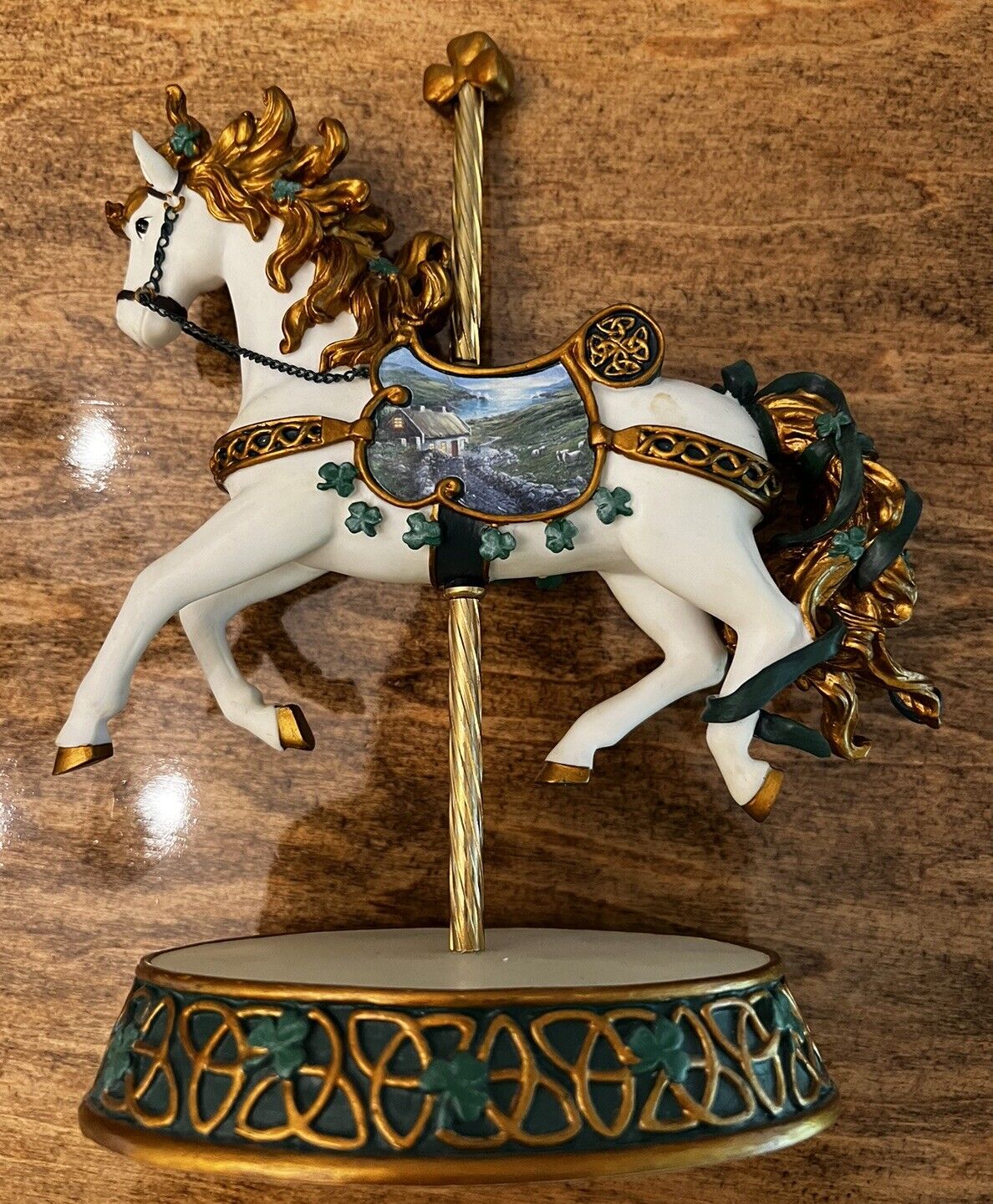 Vintage Irish Blessing Carousel Hamilton Limited Collection Shamrock White Horse