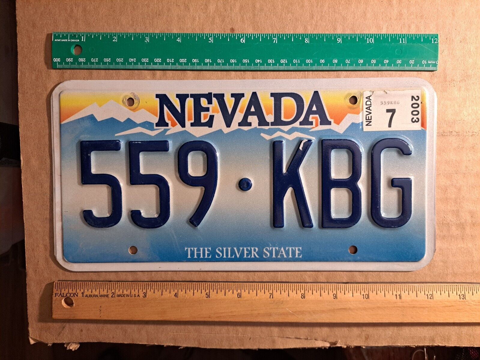License Plate, Nevada, 2003, Passenger, 559 - KBG