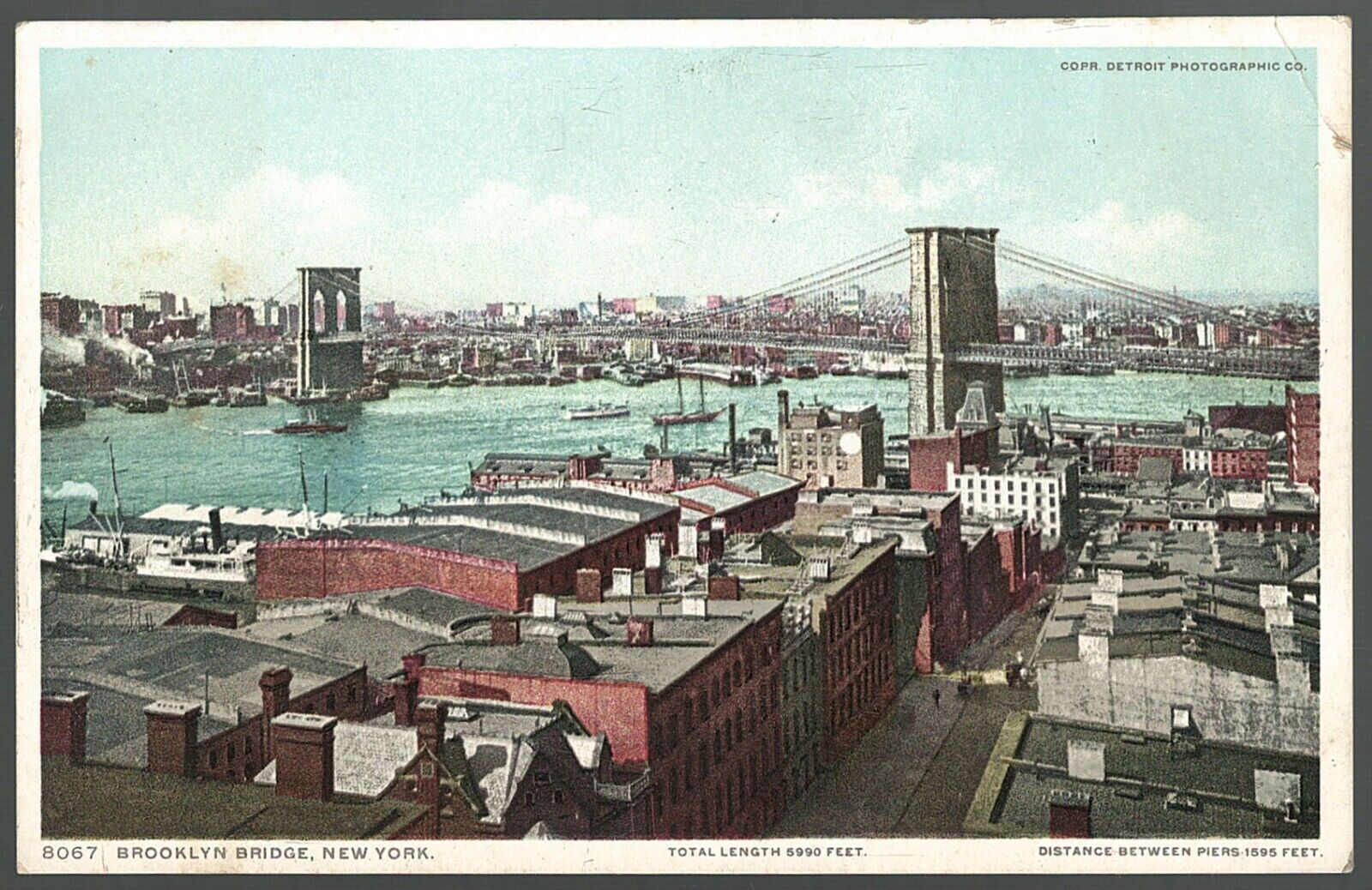 Postcard Brooklyn Bridge New York c1910 Detroit Publishing Company
