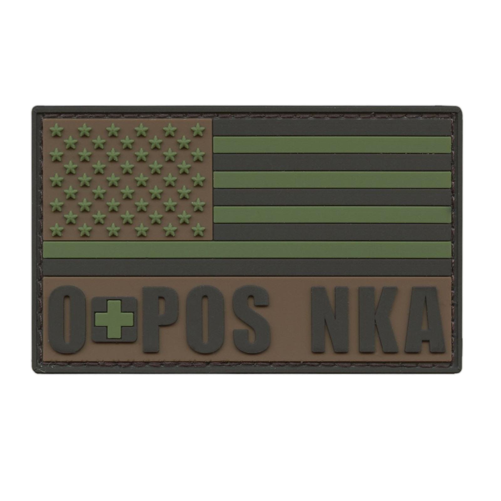 OPOS USA flag o+ O POS multicam american patriotic blood type NKA NKDA patch