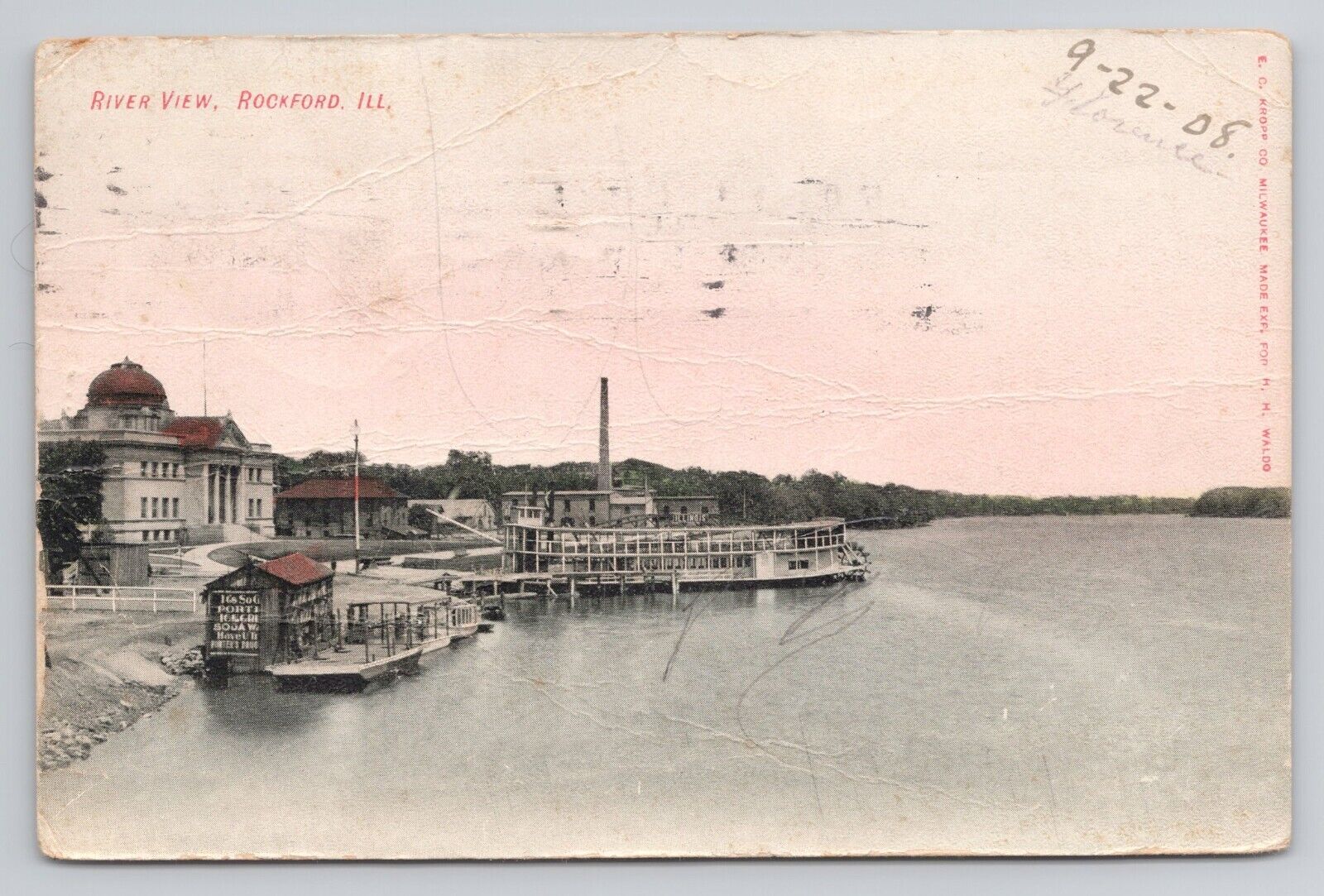 River View Rockford Illinois c1910 Antique Postcard